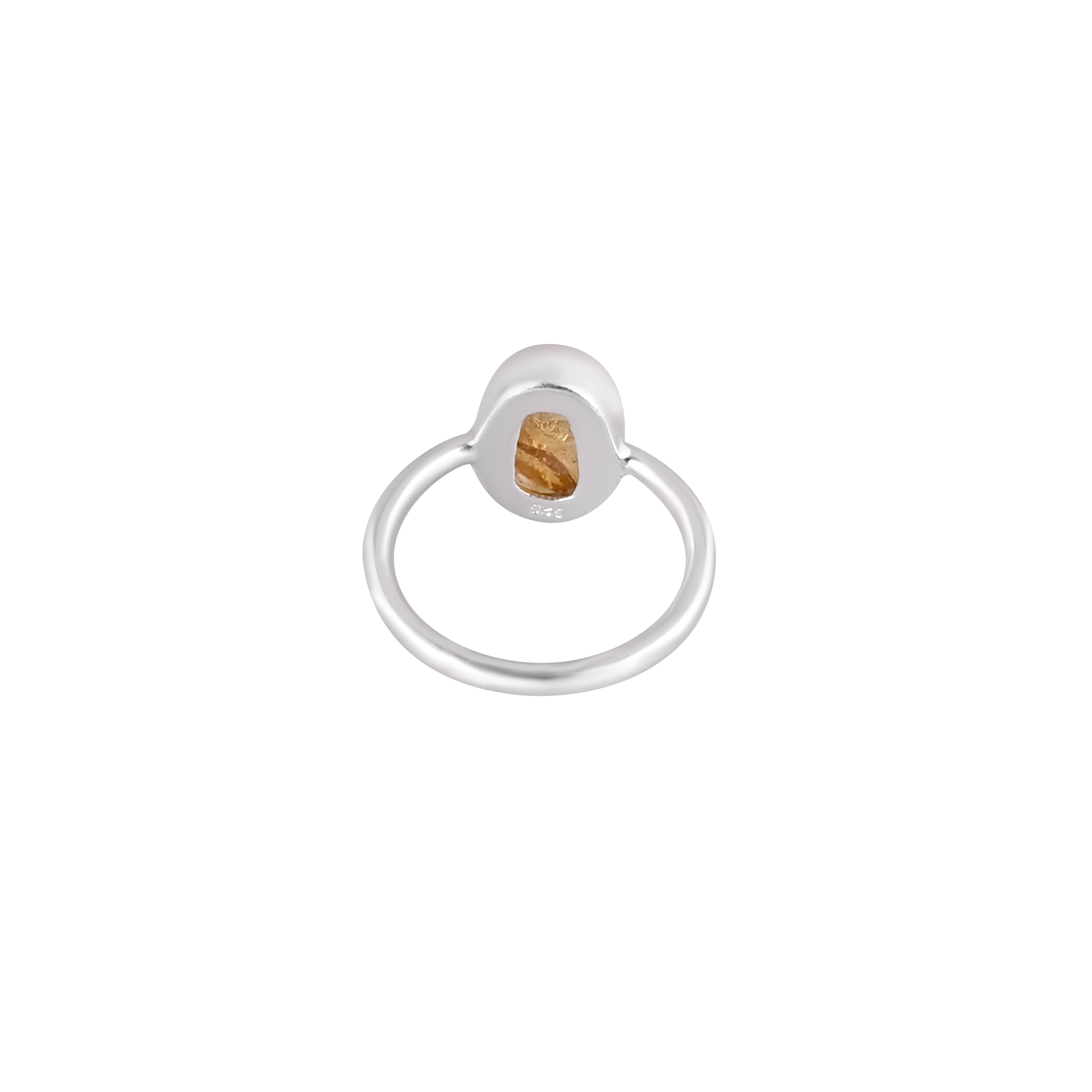 Natural Citrine Gemstone One Stone Ring  925 Sterling Silver