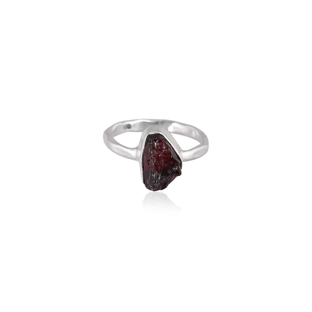 Image of Natural Mozambique Garnet Raw Gemstone Ring | 925 Sterling Silver