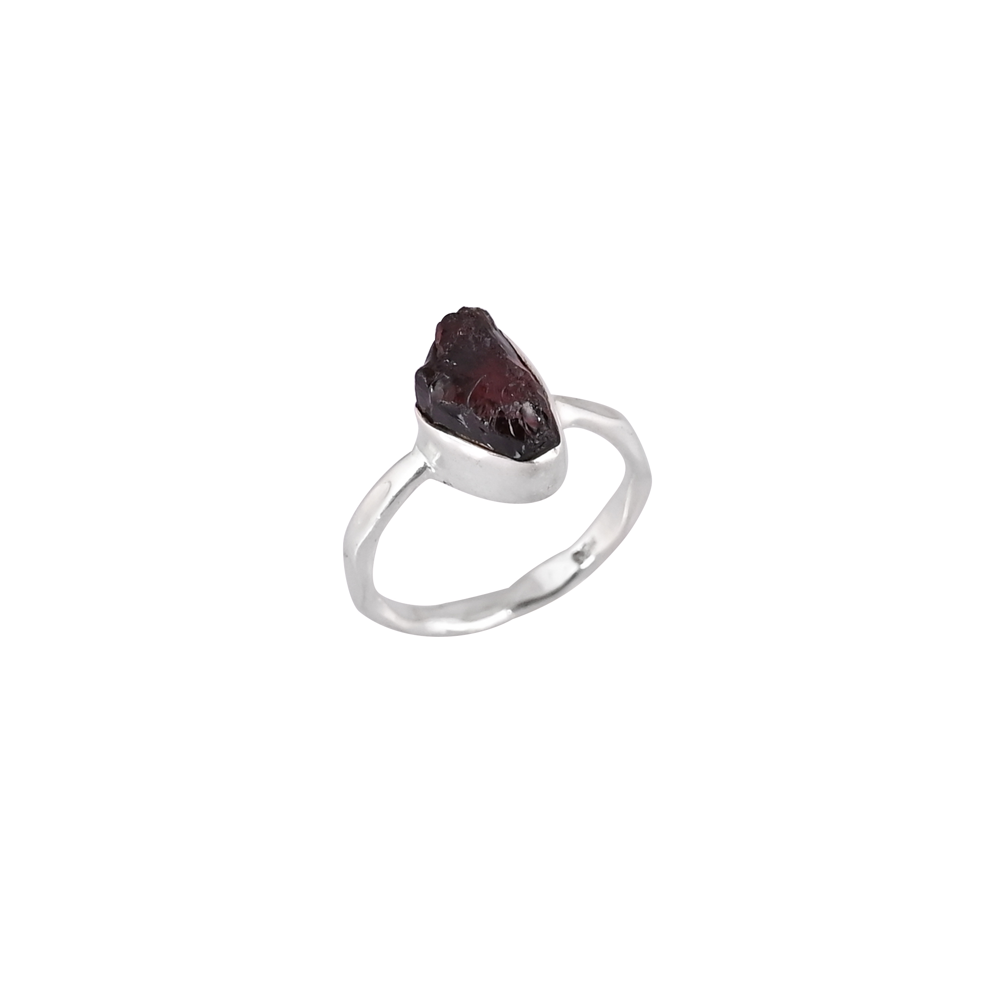 Natural Mozambique Garnet Raw Gemstone Ring  925 Sterling Silver