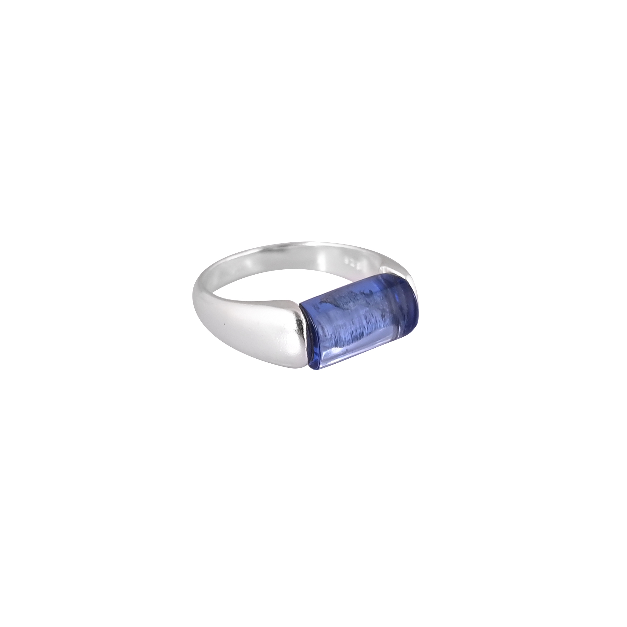 Elegant Ink Blue Hydro Gemstone Ring  925 Sterling Silver