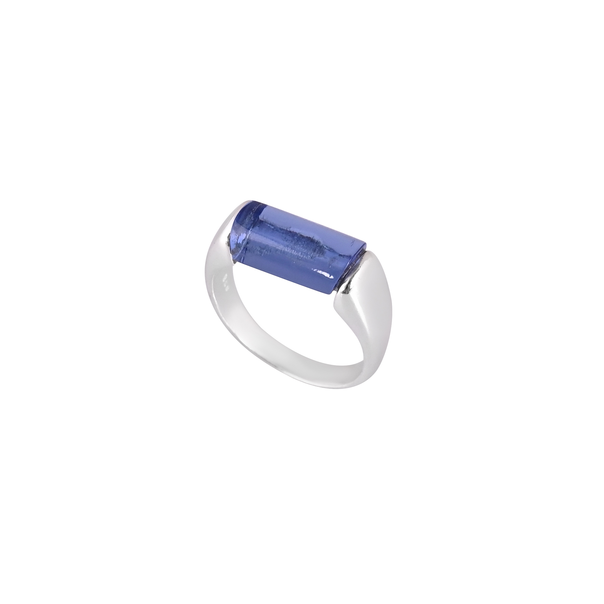 Elegant Ink Blue Hydro Gemstone Ring  925 Sterling Silver
