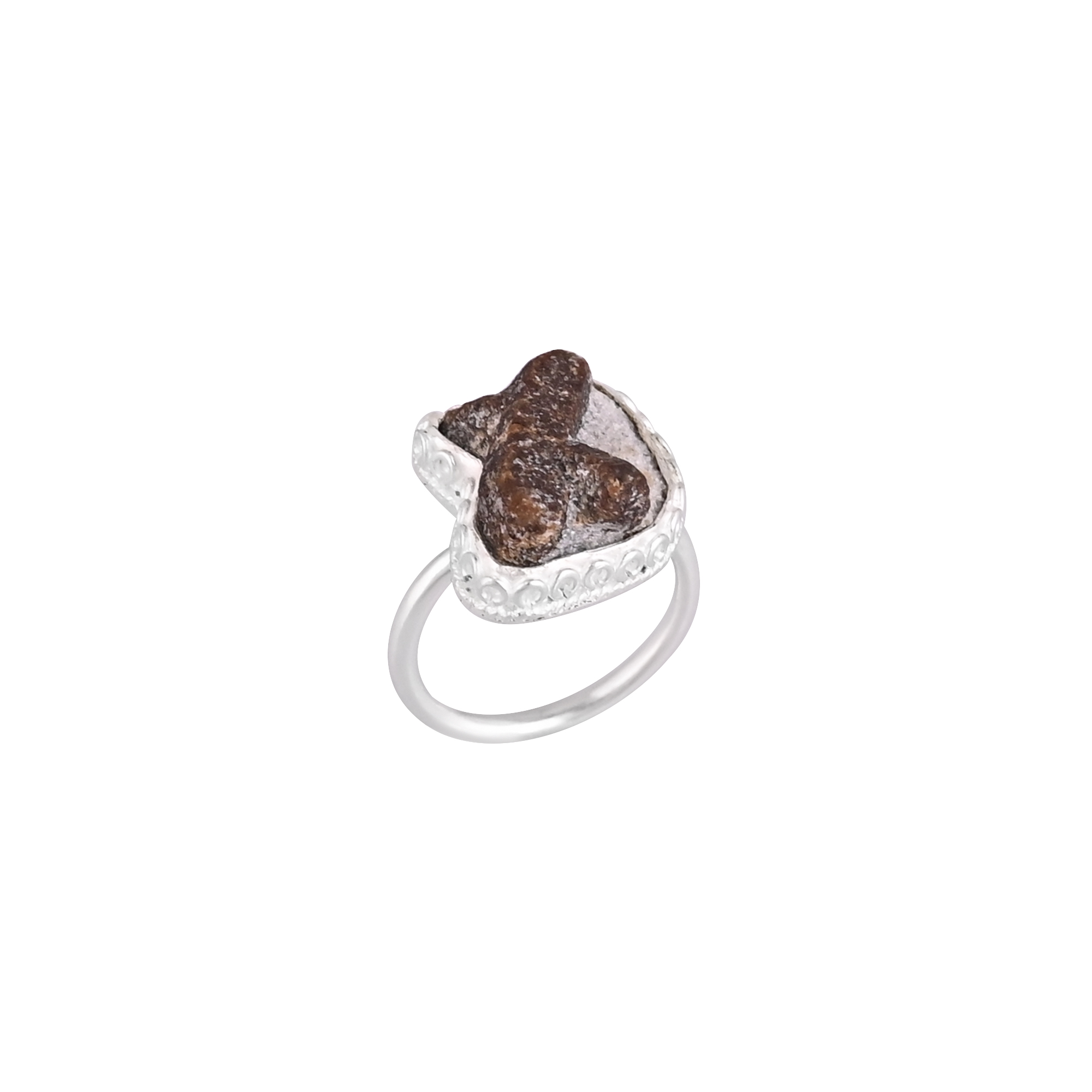 Natural Fossil Gemstone Stylish Ring   925 Sterling Silver