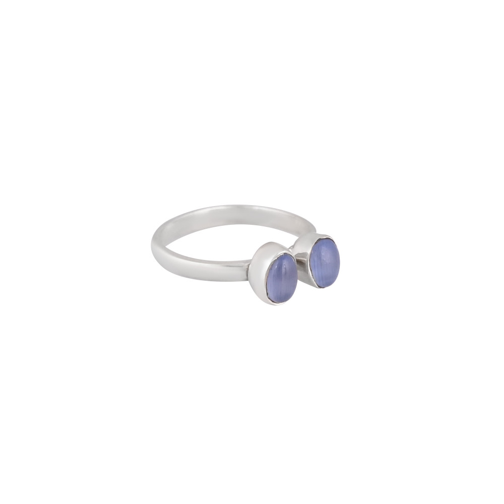 Image of Dual Blue Cat's Eye Adjustable Silver Ring | 925 Sterling Silver