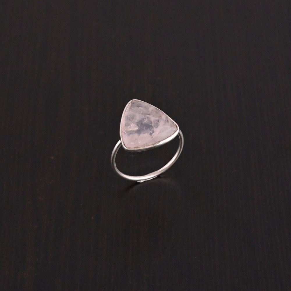 Image of Natural Rose Quartz One Stone Ring | 925 Sterling Silver