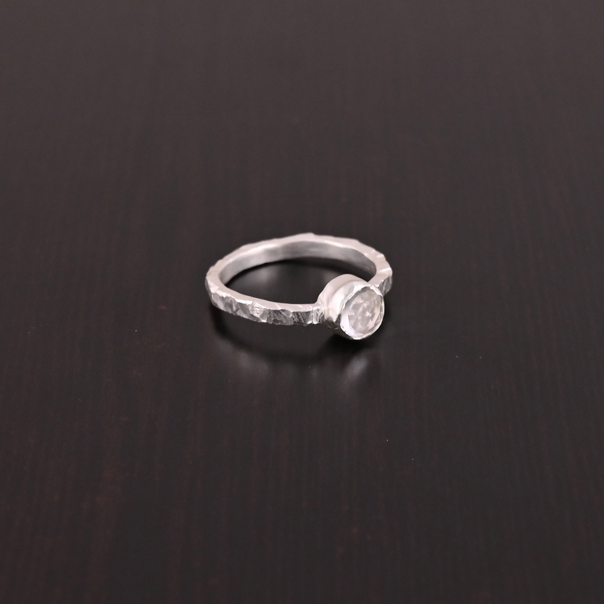 Natural Crystal Quartz One Stone Ring 925 Sterling Silver