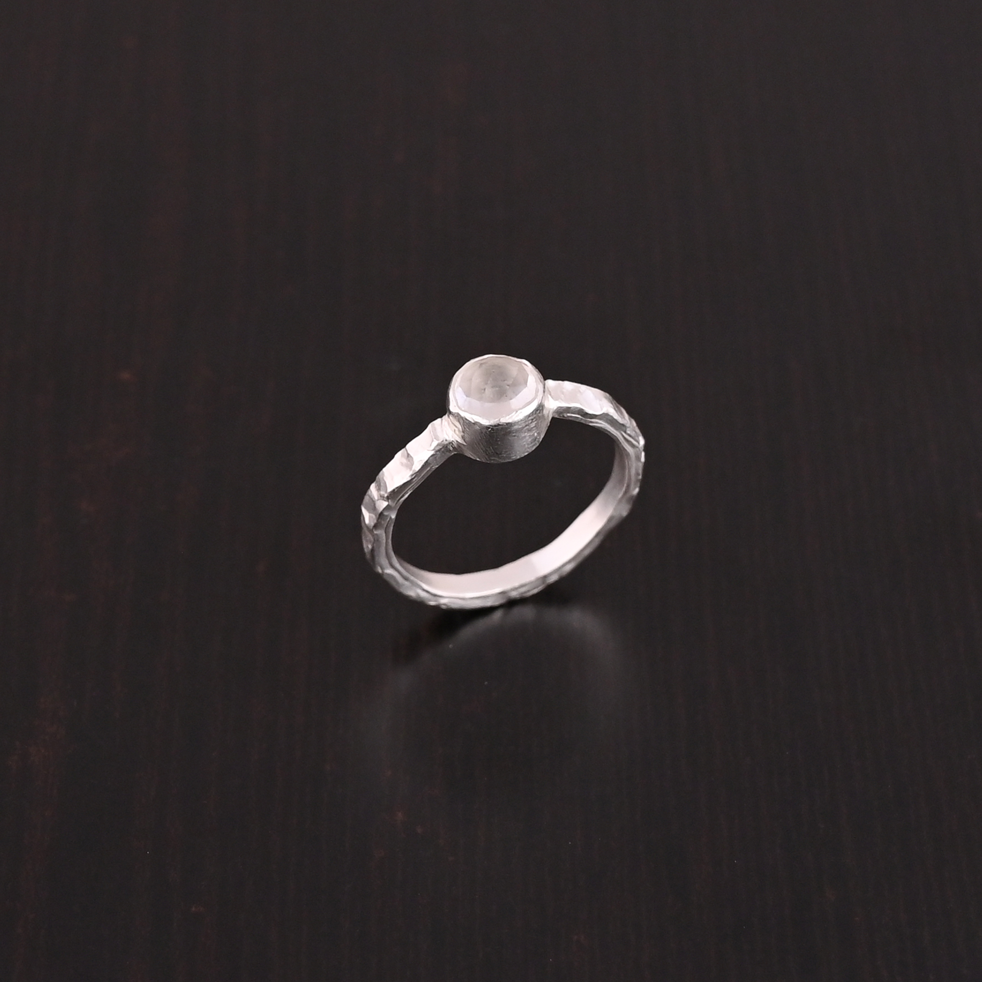 Natural Crystal Quartz One Stone Ring  925 Sterling Silver