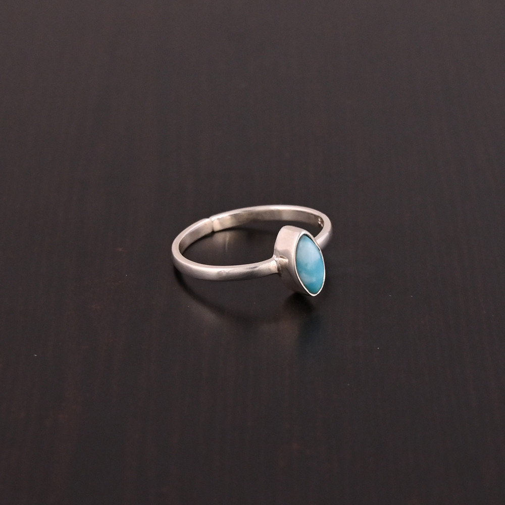 Image of Natural Larimar Gemstone Ring | 925 Sterling Silver