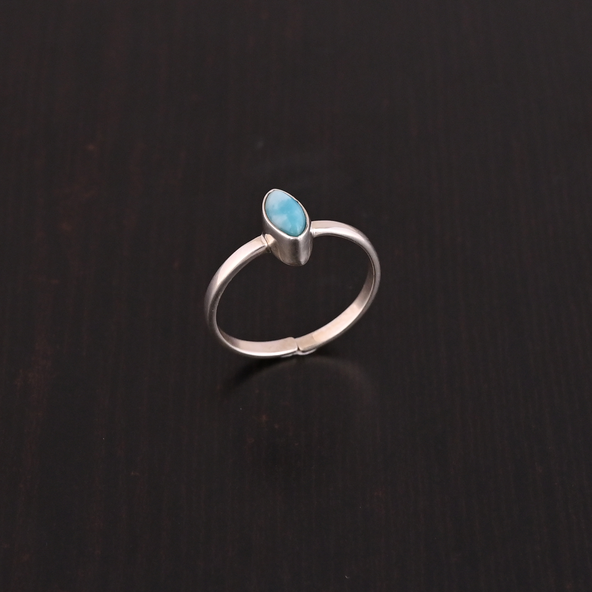 Natural Larimar Gemstone Ring 925 Sterling Silver