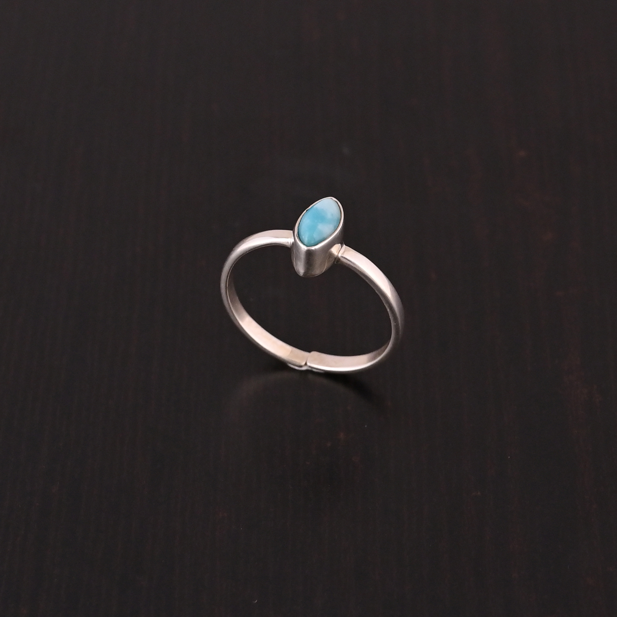 Natural Larimar Gemstone Ring 925 Sterling Silver
