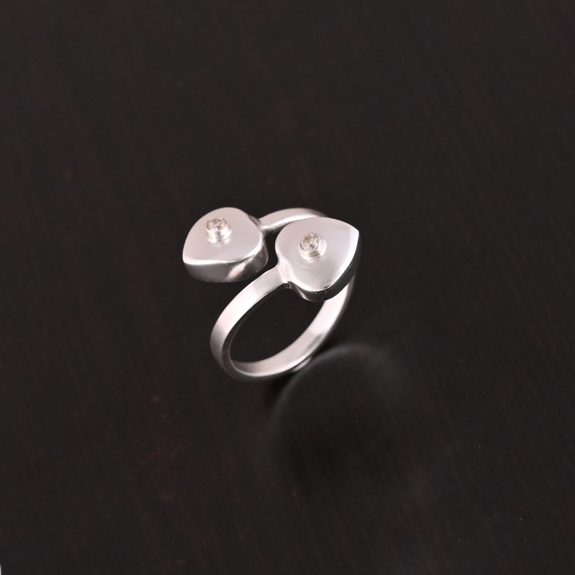Cubic Zirconia Gemstone Adjustable Stylish Ring 925 Sterling Silver