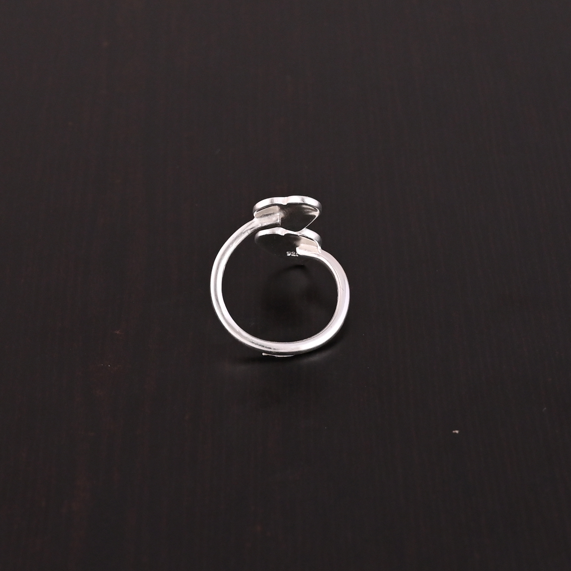 Modern Double-Heart Adjustable Ring  925 Sterling Silver