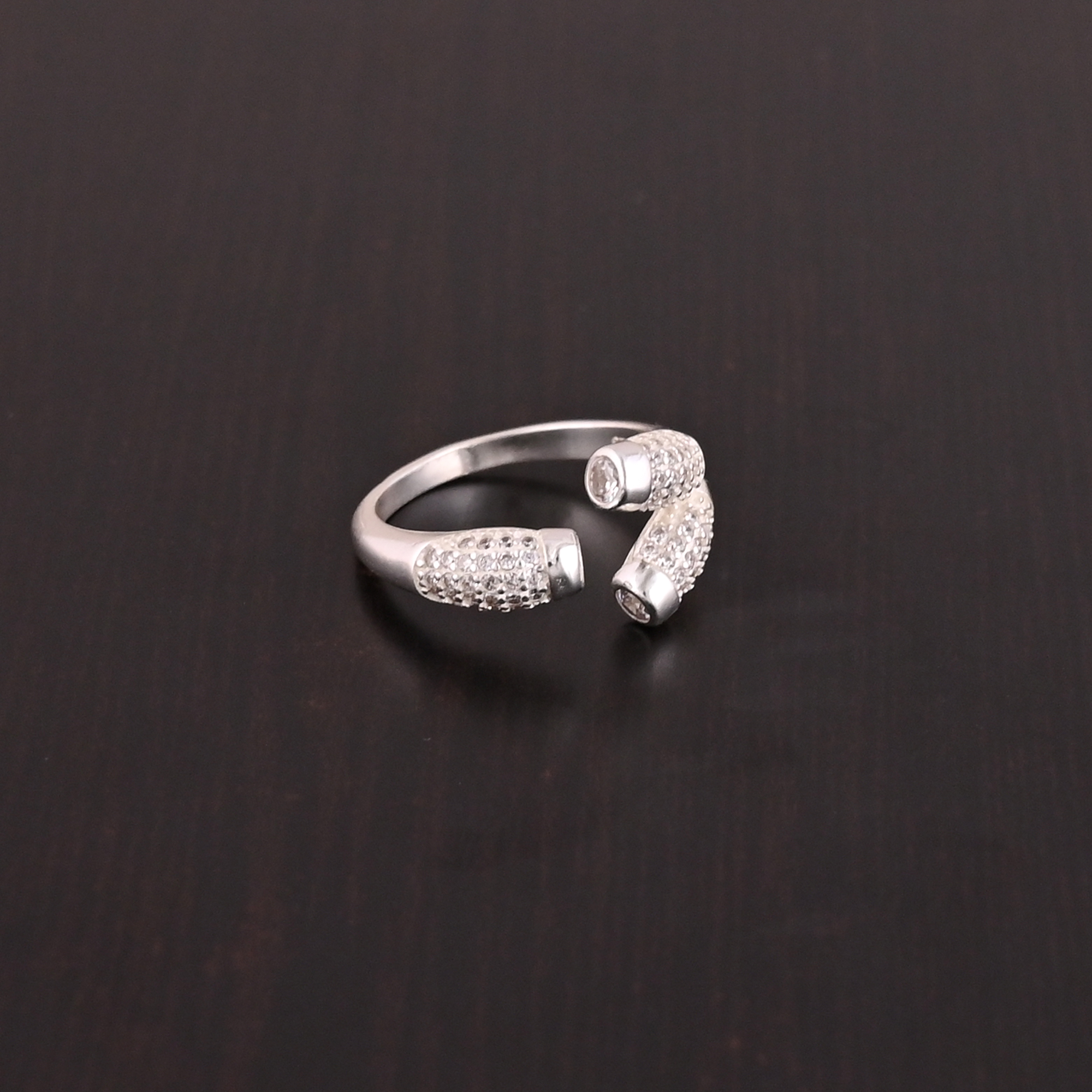 Cubic Zirconia Gemstone Adjustable Stylish Ring 925 Sterling Silver