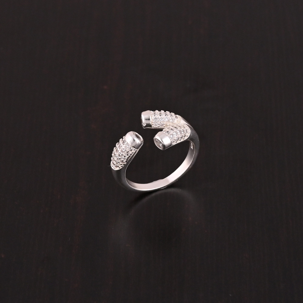 Image of Cubic Zirconia Gemstone Adjustable Stylish Ring | 925 Sterling Silver