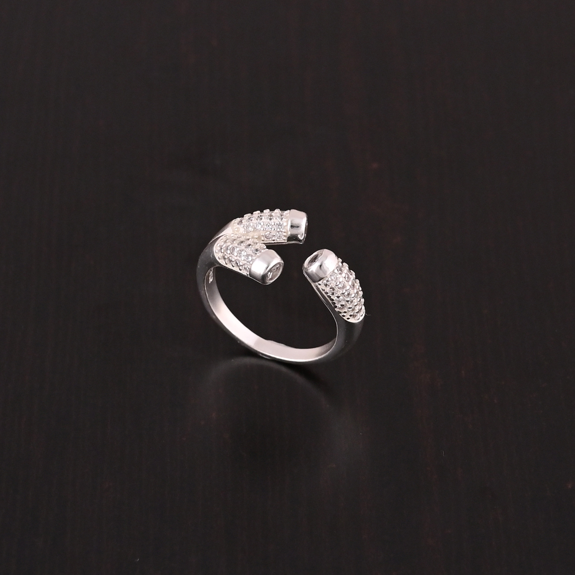 Cubic Zirconia Gemstone Adjustable Stylish Ring  925 Sterling Silver
