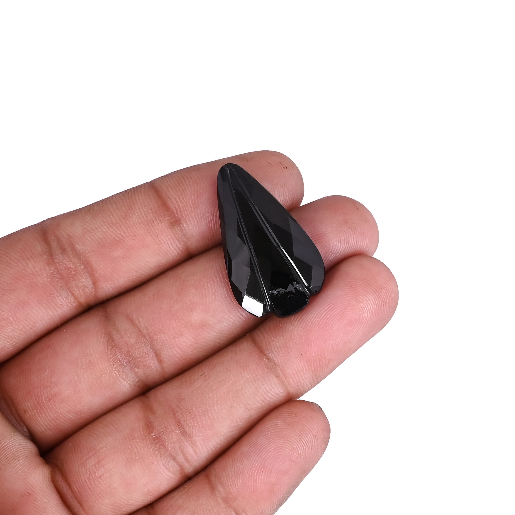 Natural High Quality 30x17mm Loose Pear Cut Handcrafted Black Onyx Gemstone for Jewelry Making Ring Necklace Carving Gemstone