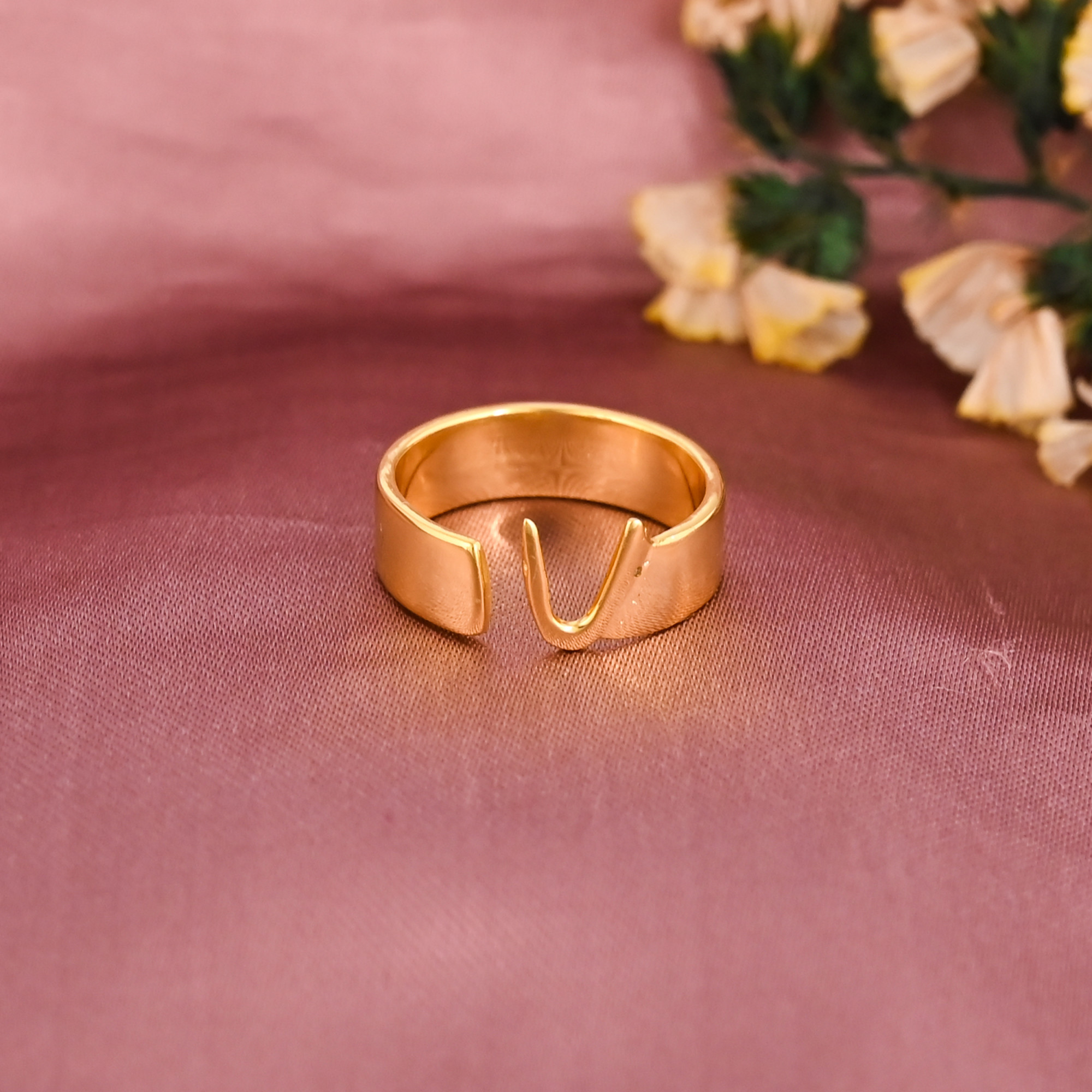 Elegant Letter V Initial Brass Adjustable Ring for Women Wholesale Lot 25 Pieces