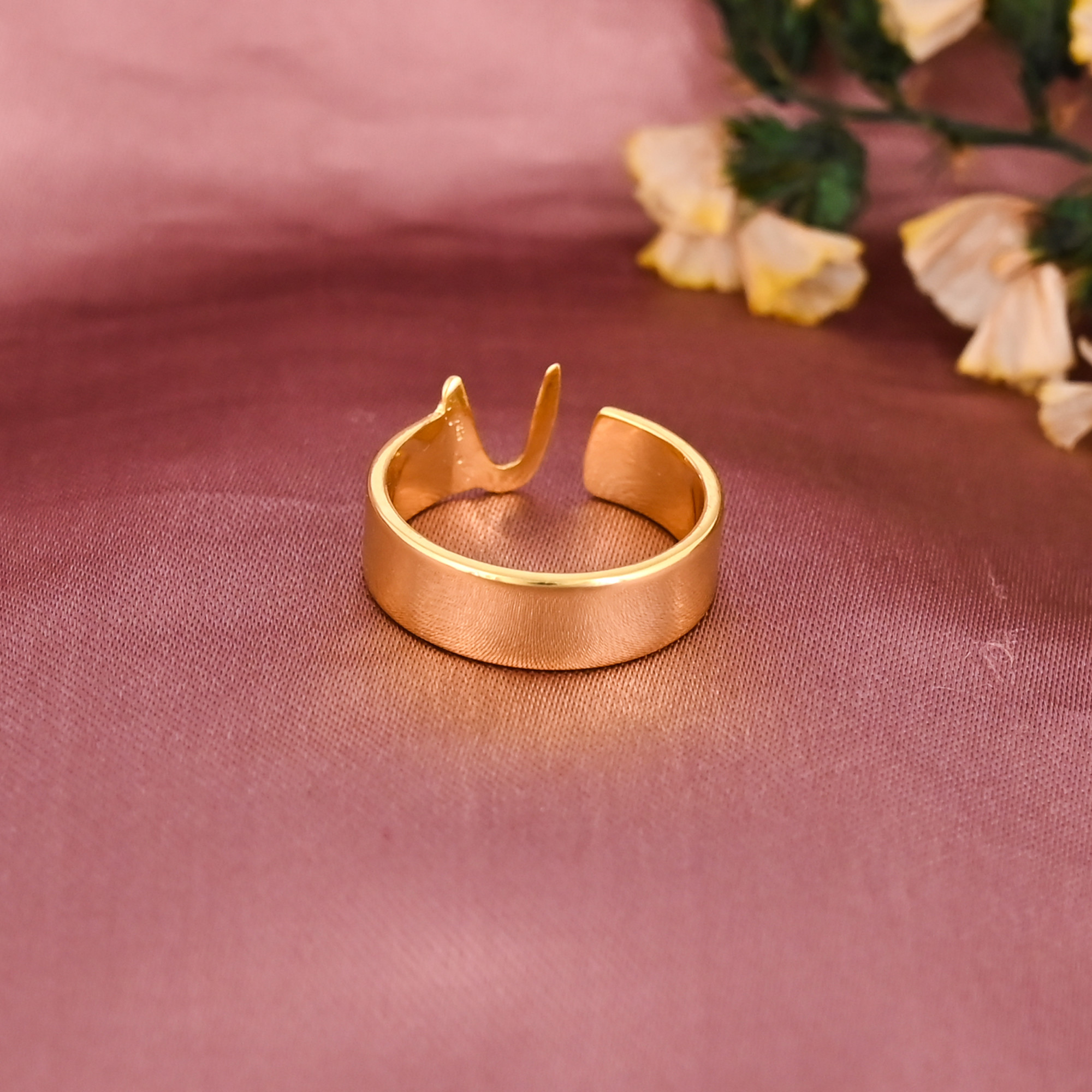 Elegant Letter V Initial Brass Adjustable Ring for Women Wholesale Lot 25 Pieces