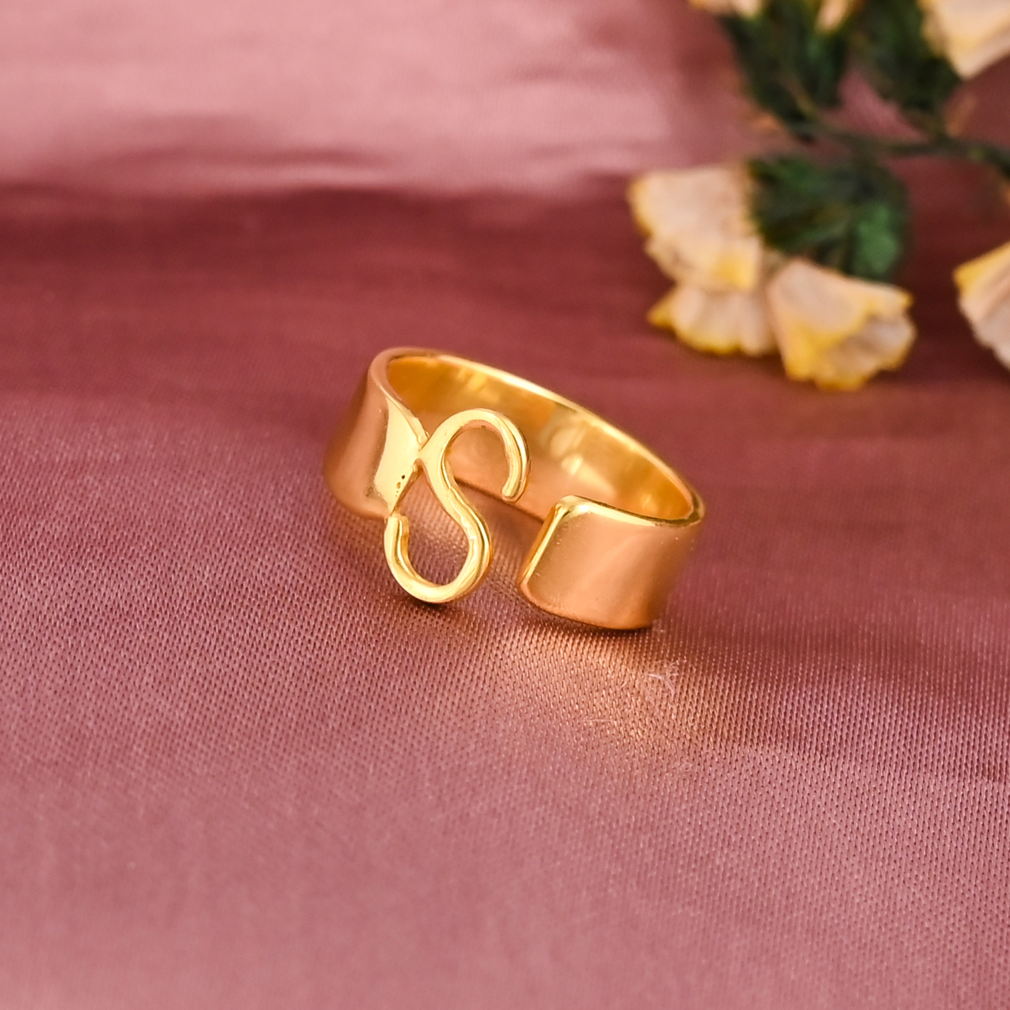 Elegant Letter S Initial Brass Adjustable Ring for Women Wholesale Lot 25 Pieces