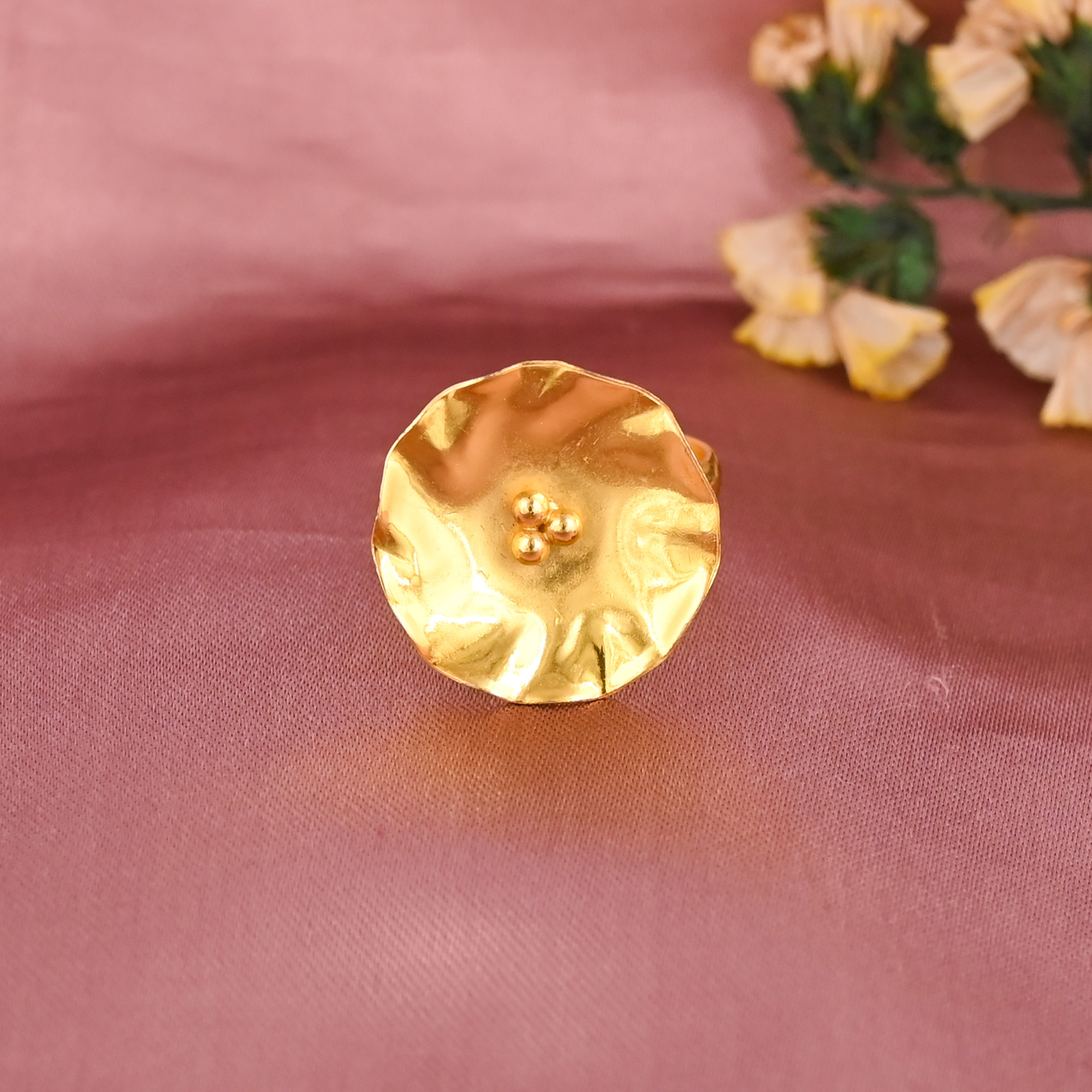 Elegant Fancy Shape Gold Plated Adjustable Brass Ring Wholesale Lot 25 Pieces