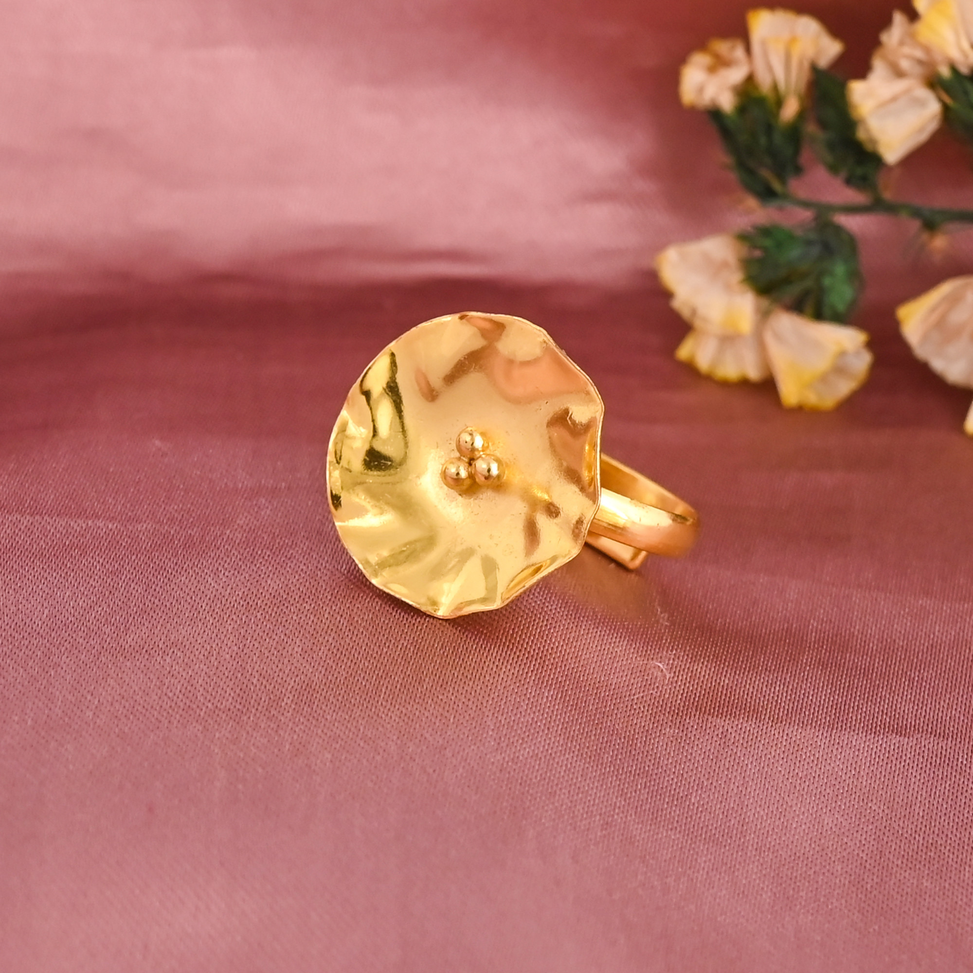 Elegant Fancy Shape Gold Plated Adjustable Brass Ring Wholesale Lot 25 Pieces