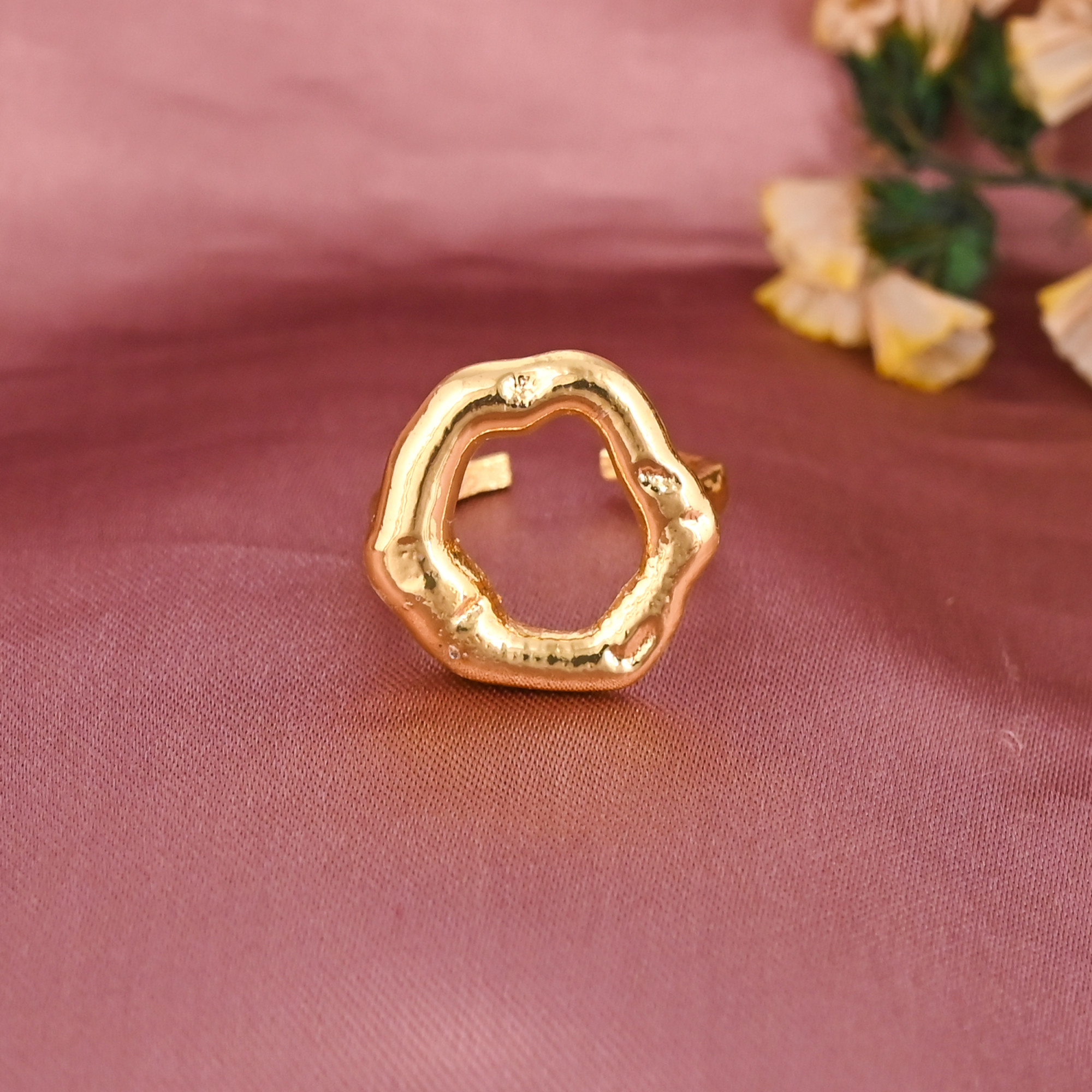 Trendy Gold Plated Brass Adjustable Freeform Ring for Women Wholesale Lot 25 Pieces