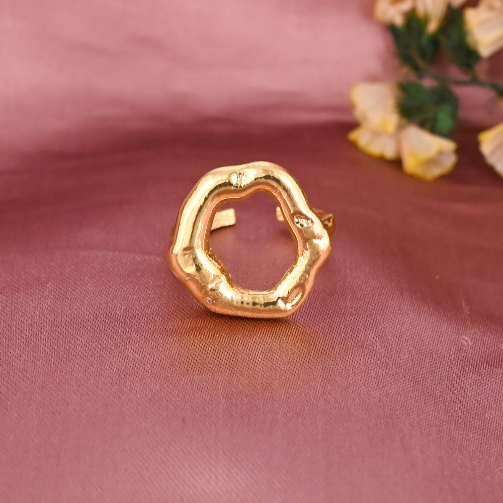 Image of Trendy Gold Plated Brass Adjustable Freeform Ring for Women Wholesale Lot 25 Pieces