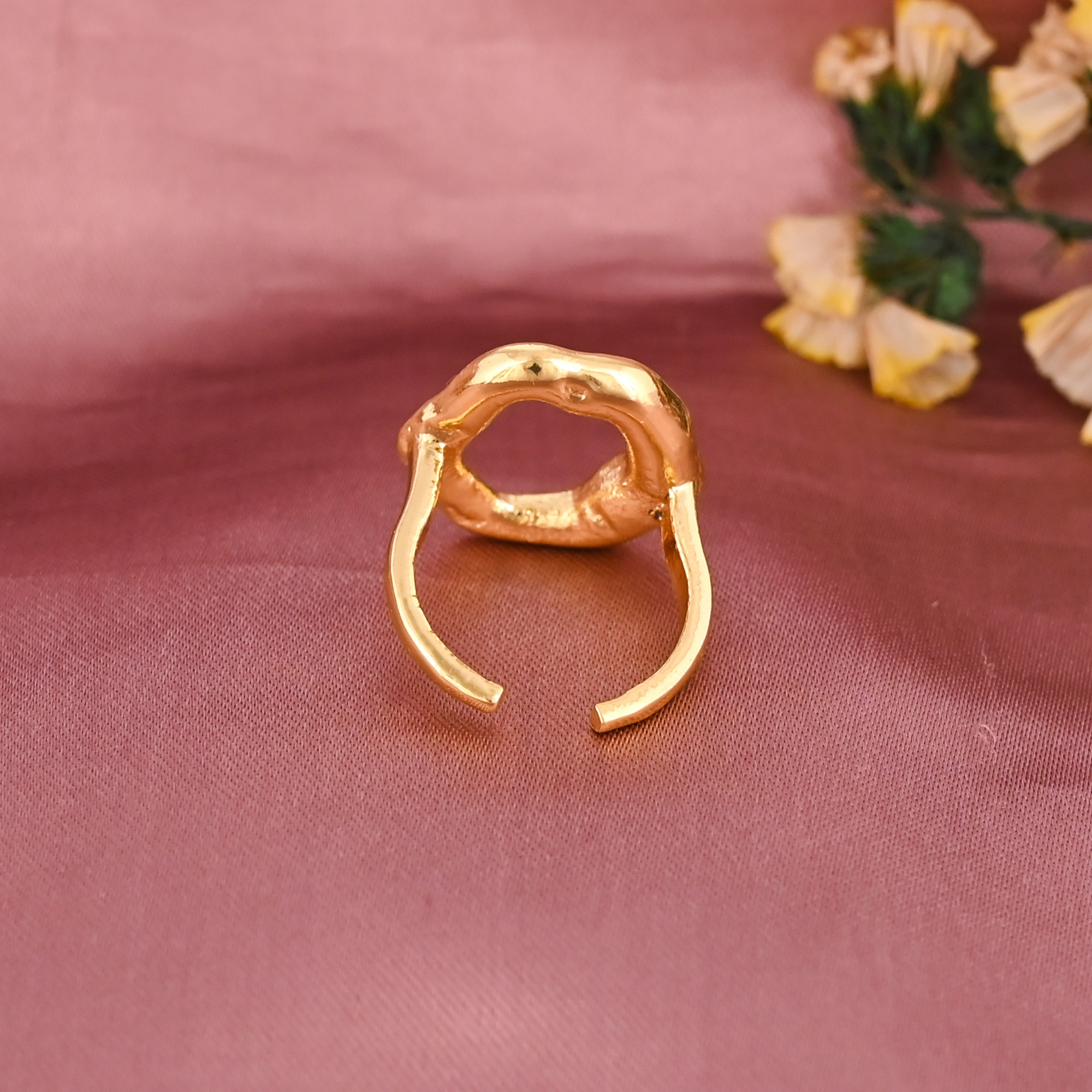 Trendy Gold Plated Brass Adjustable Freeform Ring for Women Wholesale Lot 25 Pieces