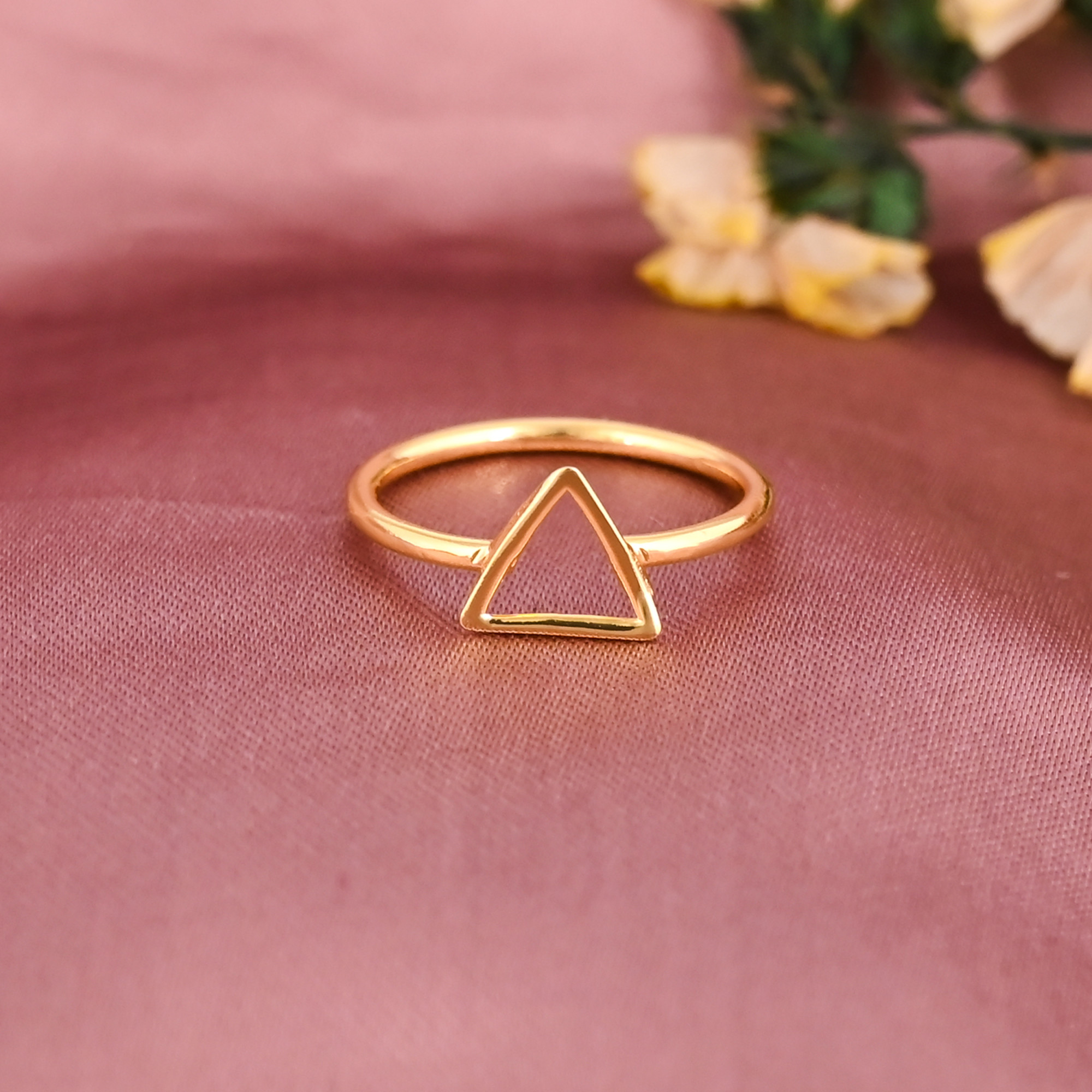 Minimalist Triangle Shape Ring Gold Plated Brass Jewelry for Women Wholesale Lot 25 Pieces
