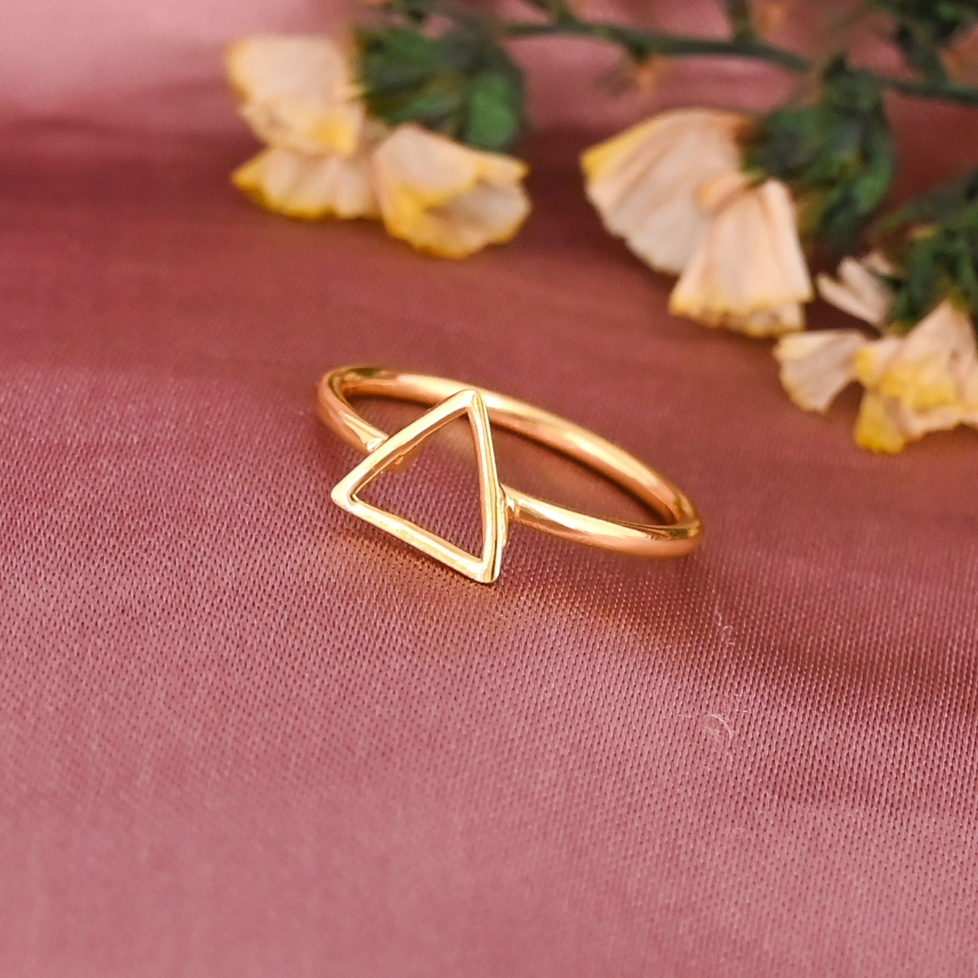 Minimalist Triangle Shape Ring Gold Plated Brass Jewelry for Women Wholesale Lot 25 Pieces