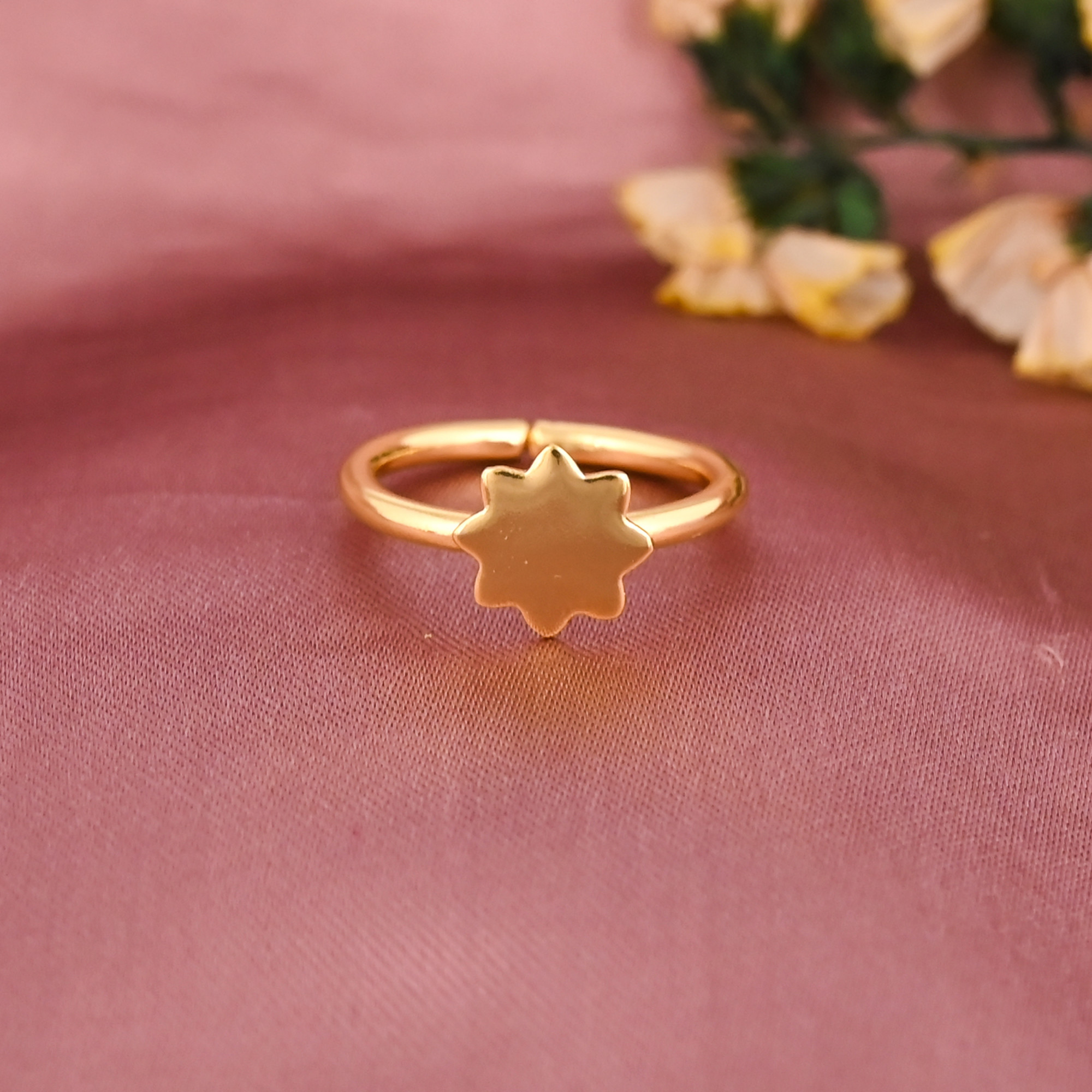 Minimalist Star Shape Gold Plated Brass Adjustable Ring Wholesale Lot 25 Pieces