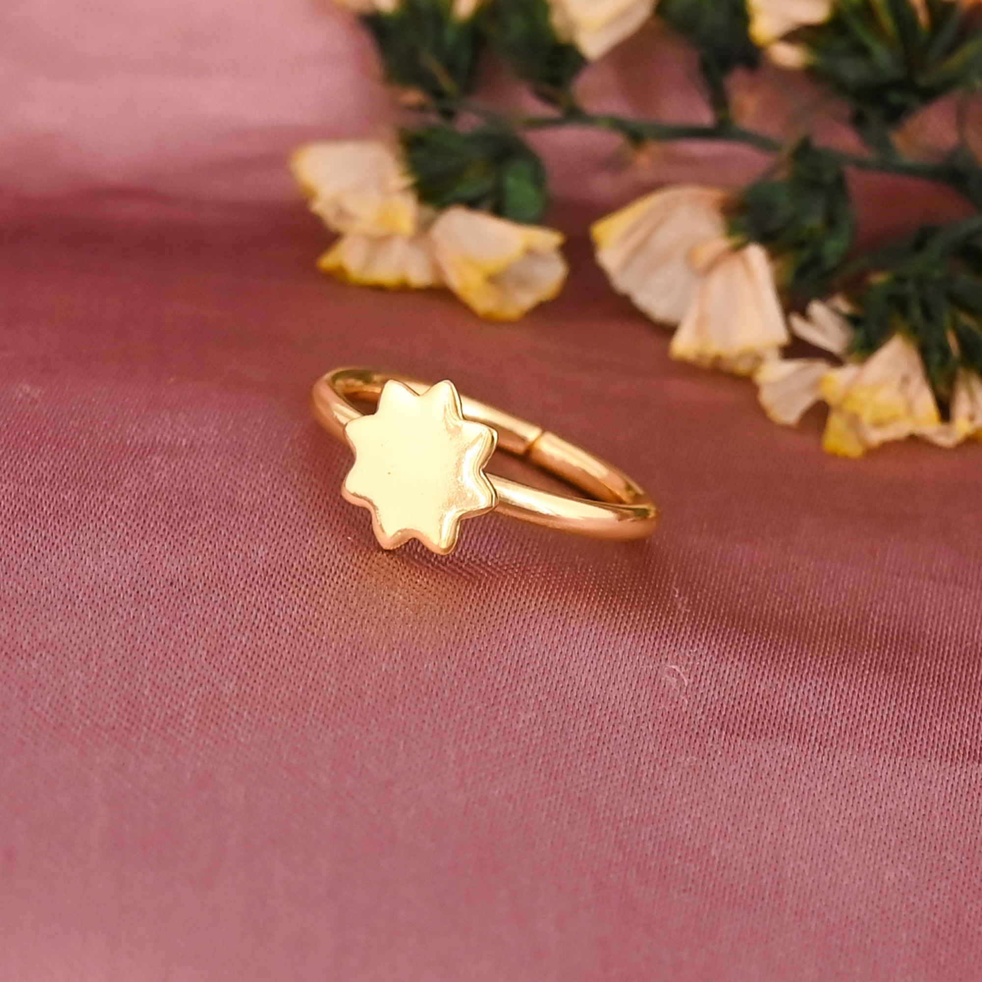 Minimalist Star Shape Gold Plated Brass Adjustable Ring Wholesale Lot 25 Pieces