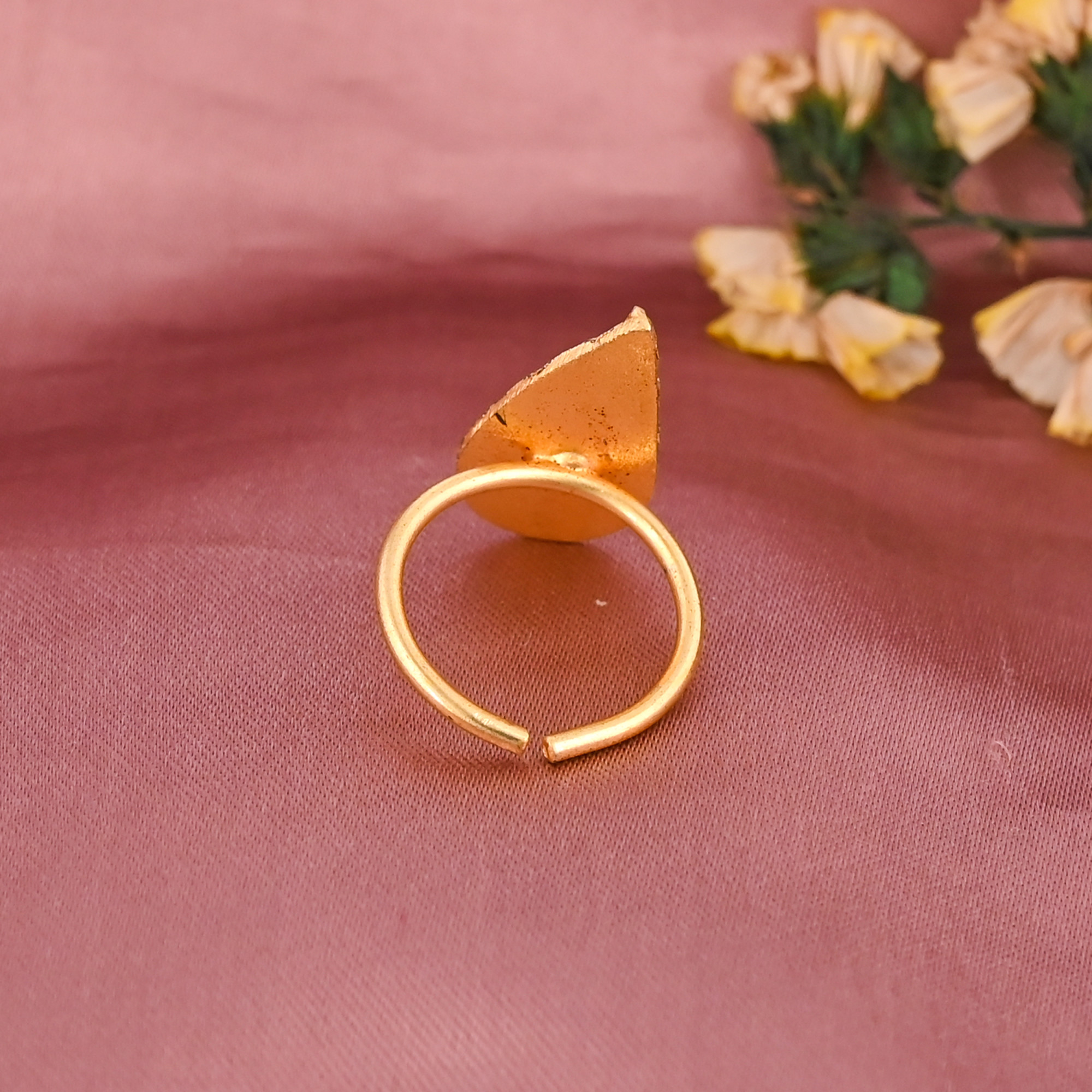 Designer Leaf Gold Plated Brass Adjustable Fashion Ring for Women Wholesale Lot 25 Pieces