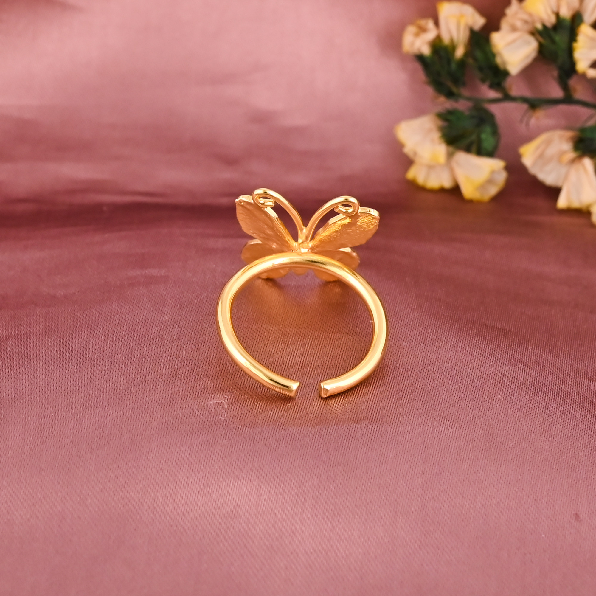 Butterfly Design Gold Plated Brass Adjustable Ring for Women Fashion Jewelry Wholesale Lot 25 Pieces