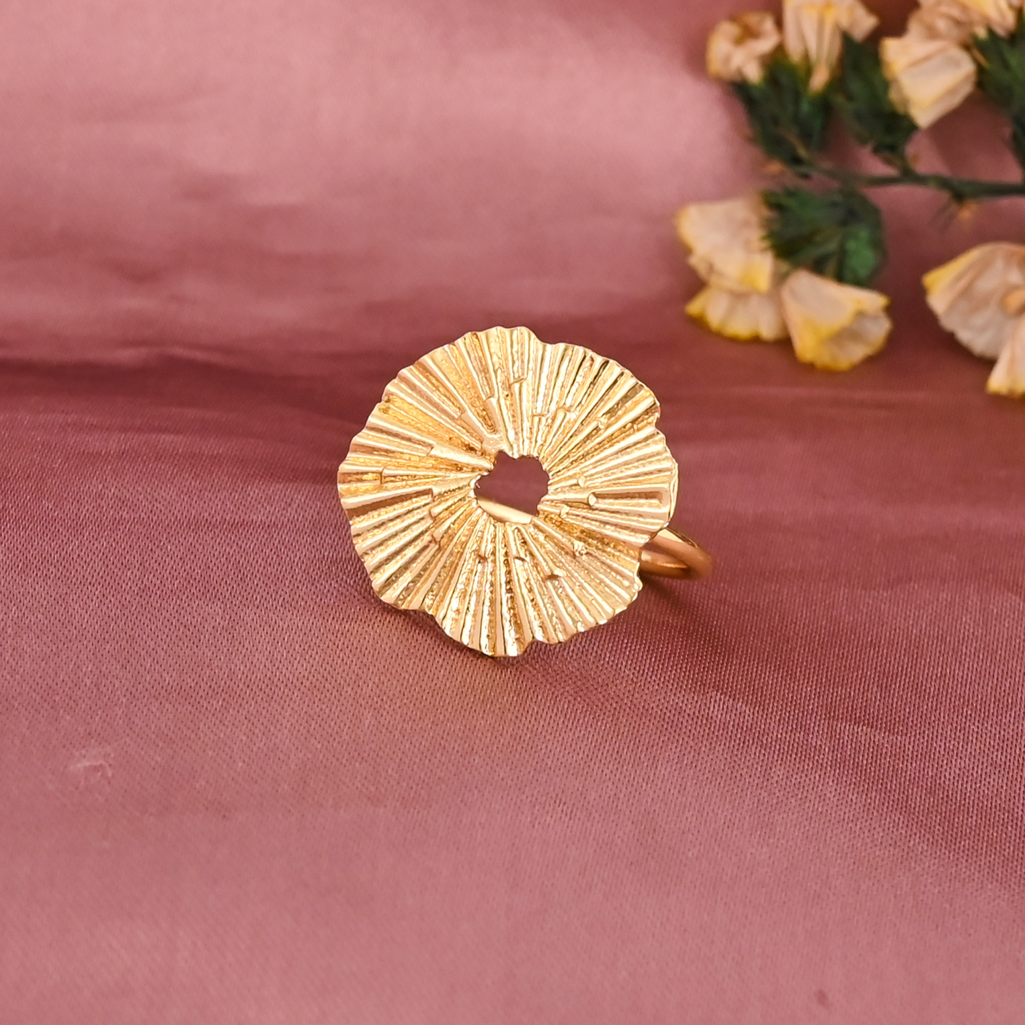 Gold Plated Fancy Shape Adjustable Brass Ring for Women Wholesale Lot 25 Pieces