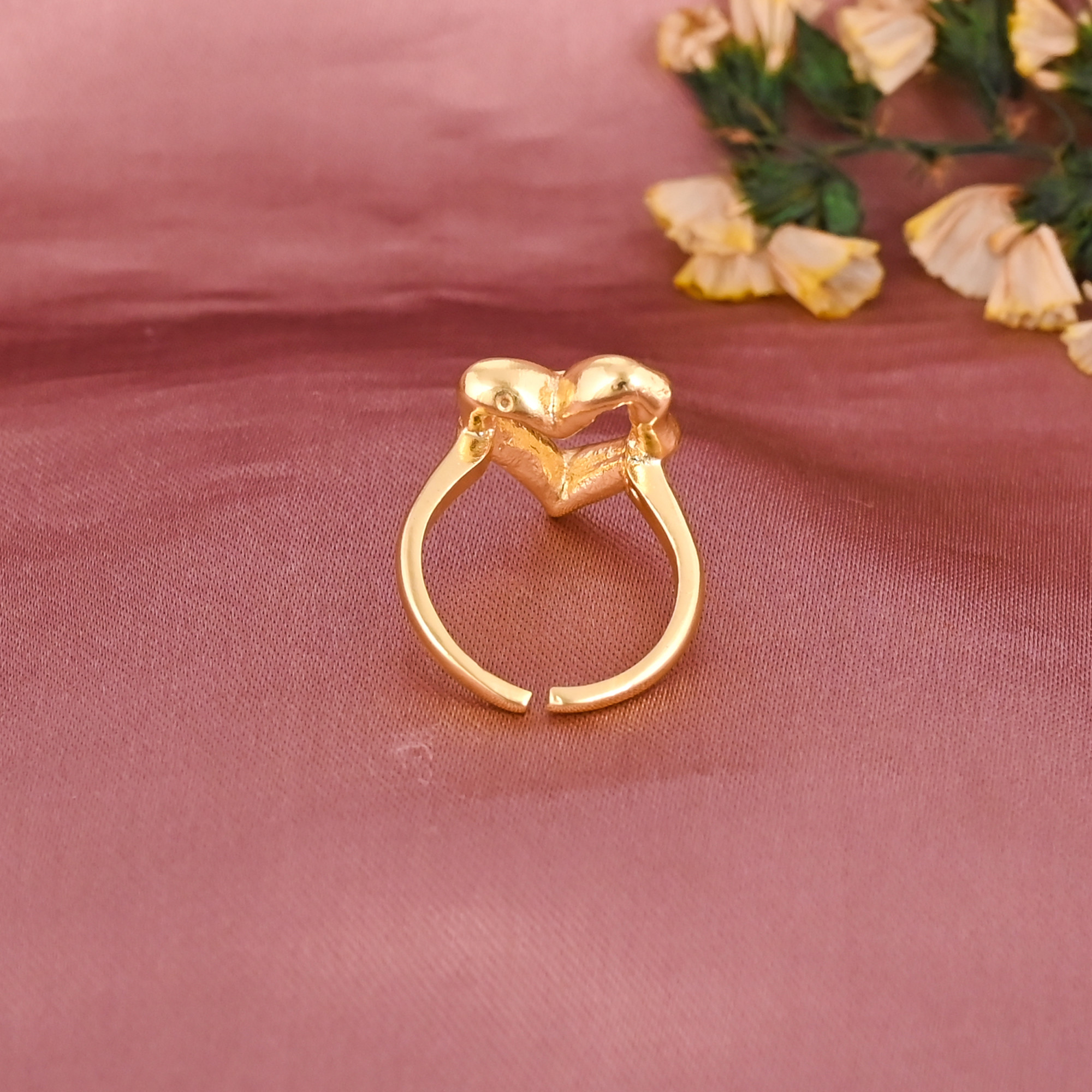 Classic Heart Shape Gold Plated Brass Adjustable Fashion Ring Wholesale Lot 25 Pieces