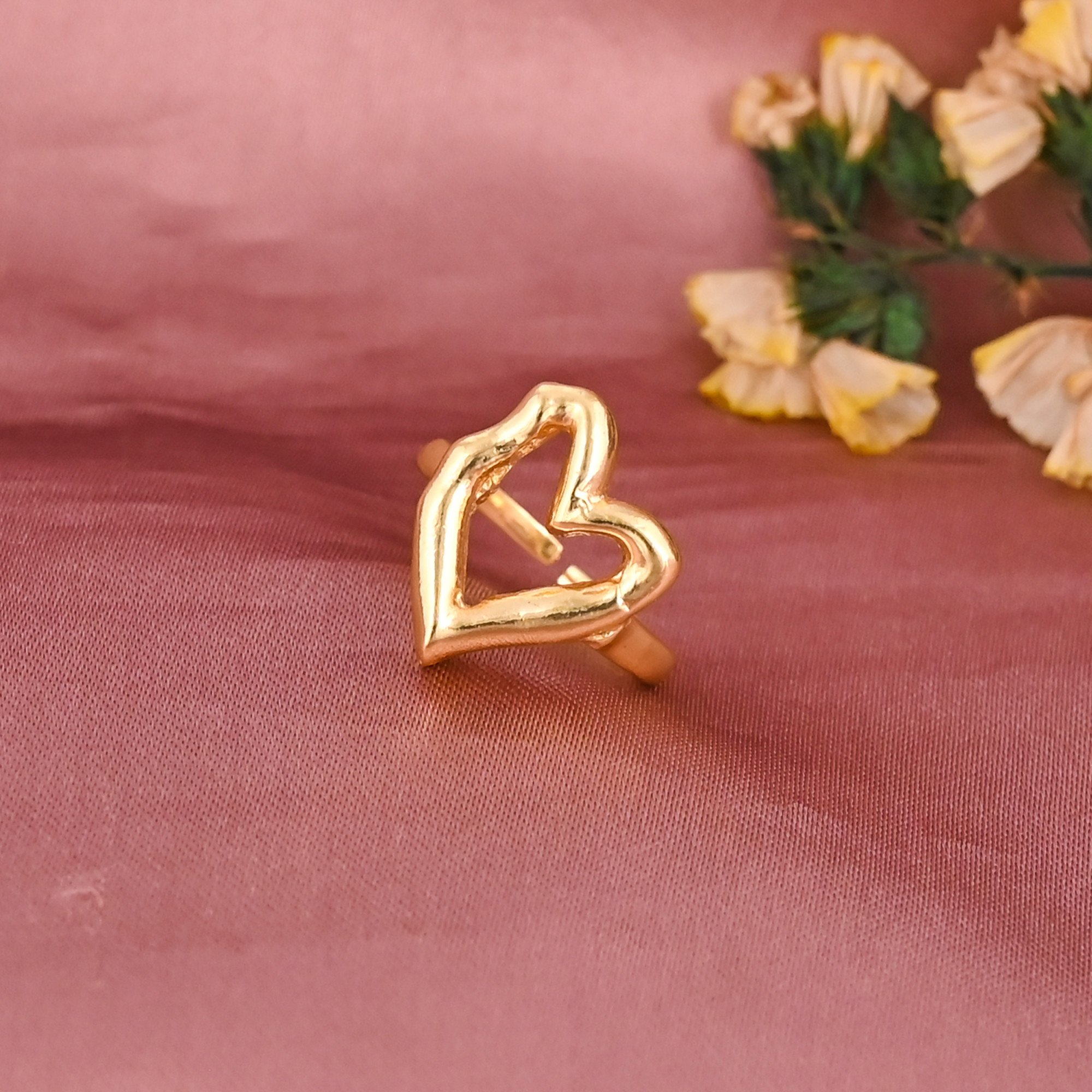 Classic Heart Shape Gold Plated Brass Adjustable Fashion Ring Wholesale Lot 25 Pieces
