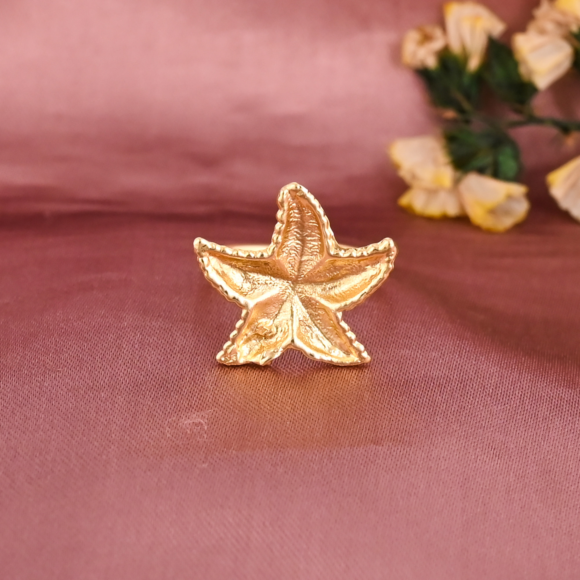 Starfish Gold Plated Brass Adjustable Ring for Women Fashion Jewelry Wholesale Lot 25 Pieces