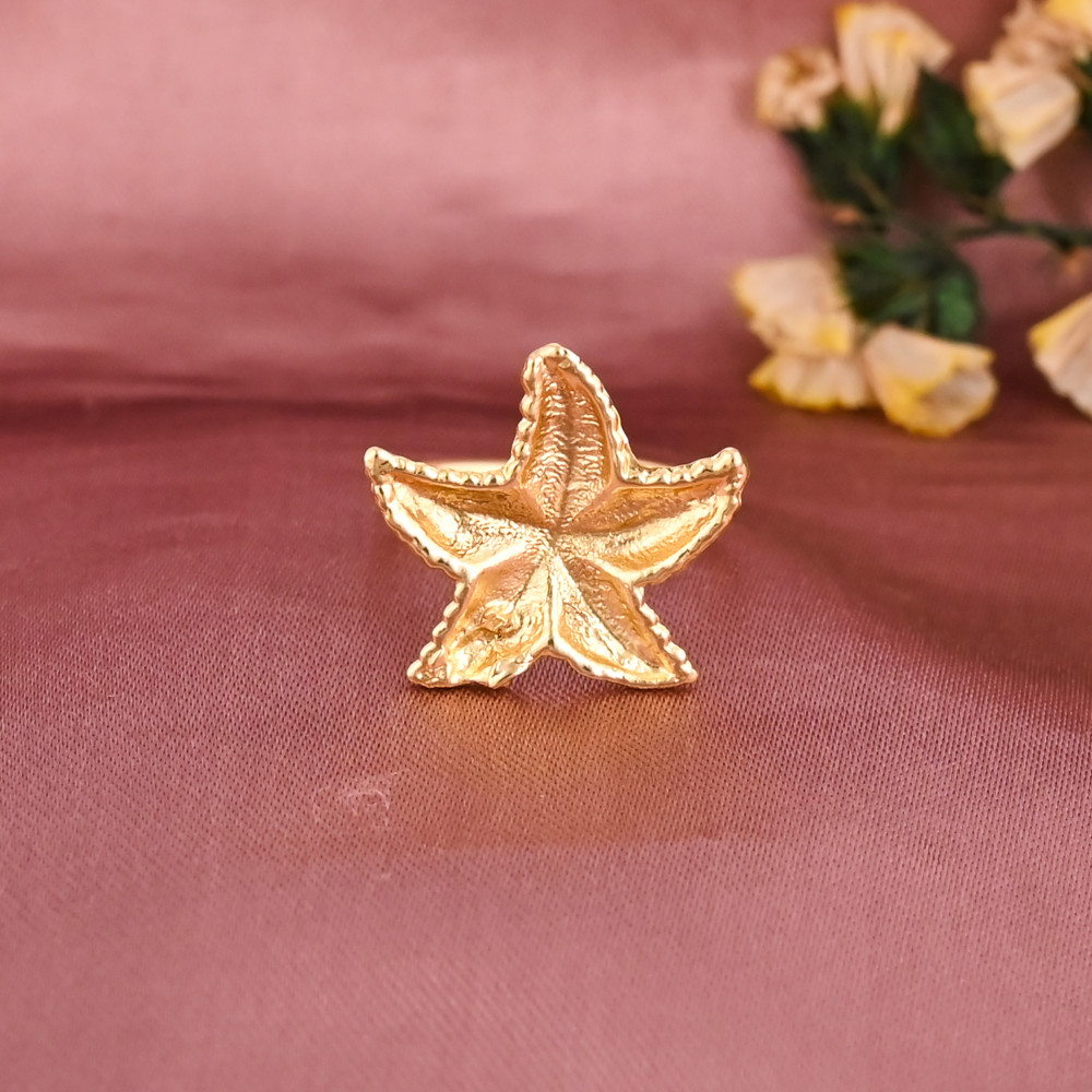 Image of Starfish Gold Plated Brass Adjustable Ring for Women Fashion Jewelry Wholesale Lot 25 Pieces