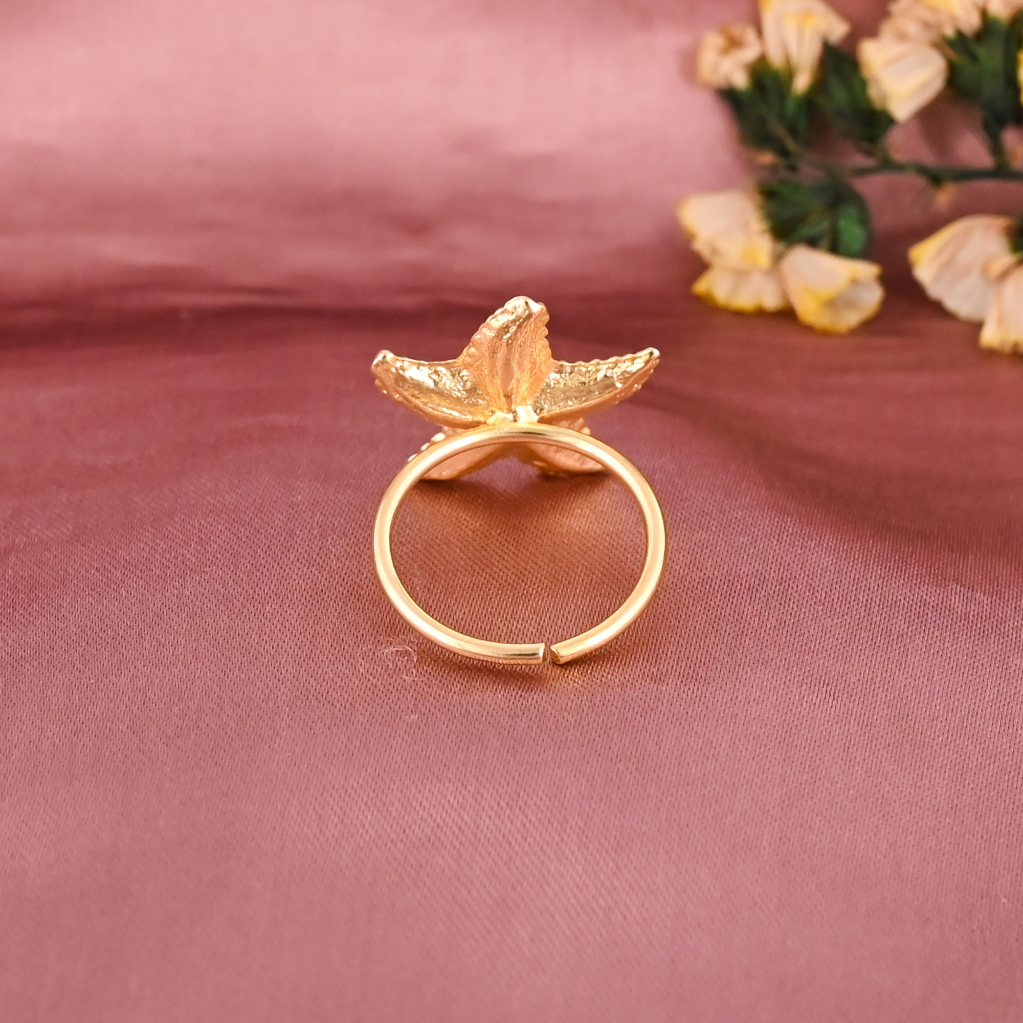 Starfish Gold Plated Brass Adjustable Ring for Women Fashion Jewelry Wholesale Lot 25 Pieces