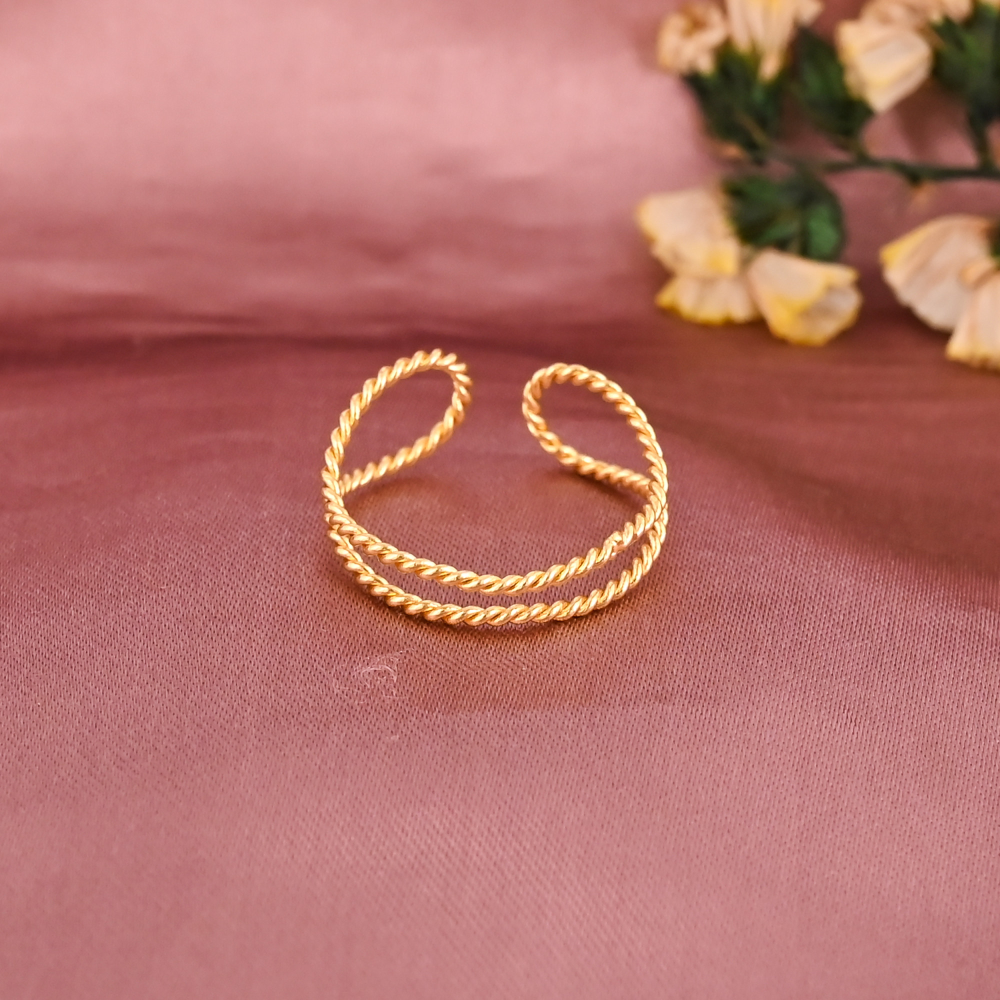 Trendy Twisted Rope Gold Plated Adjustable Ring Wholesale Lot 25 Pieces