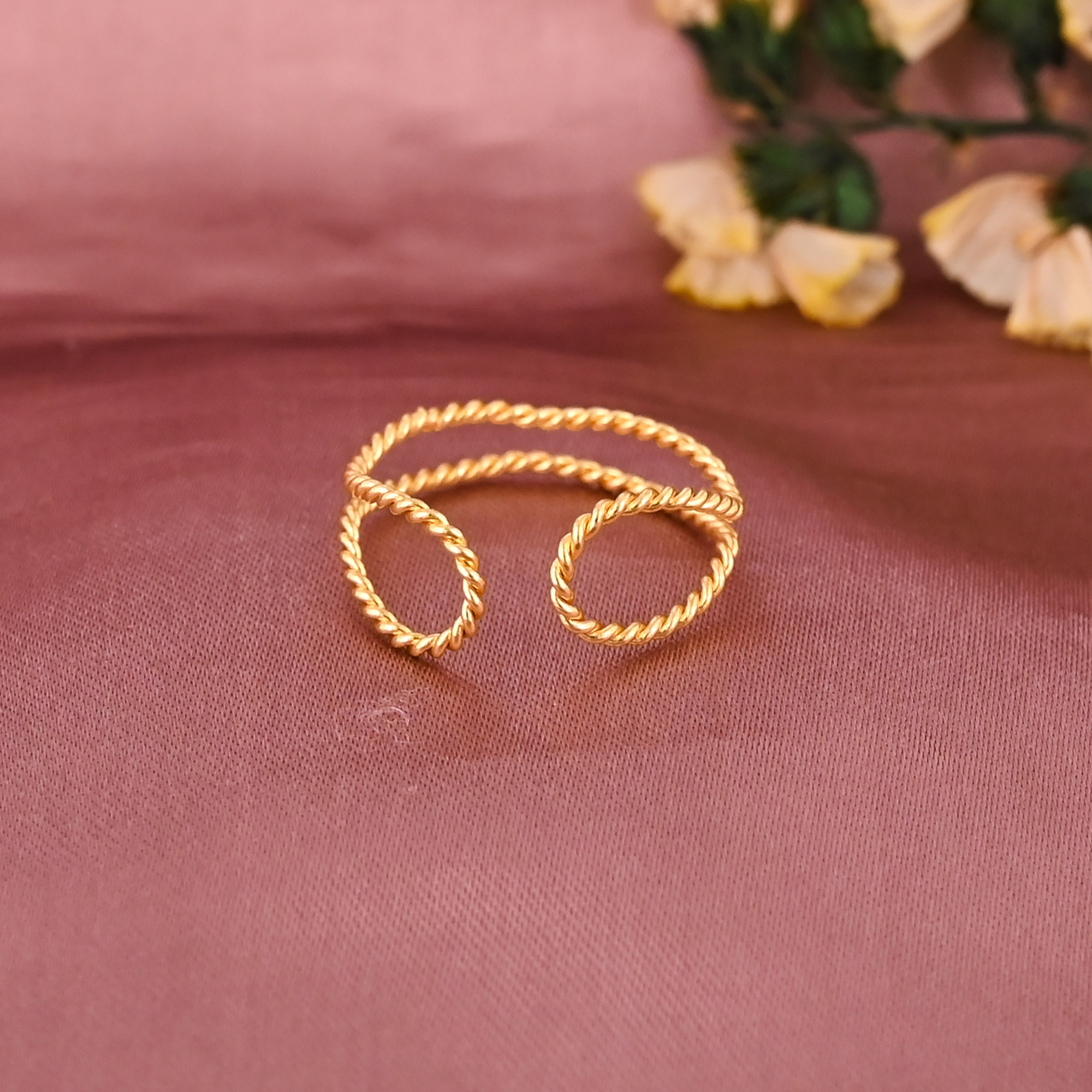 Trendy Twisted Rope Gold Plated Adjustable Ring Wholesale Lot 25 Pieces