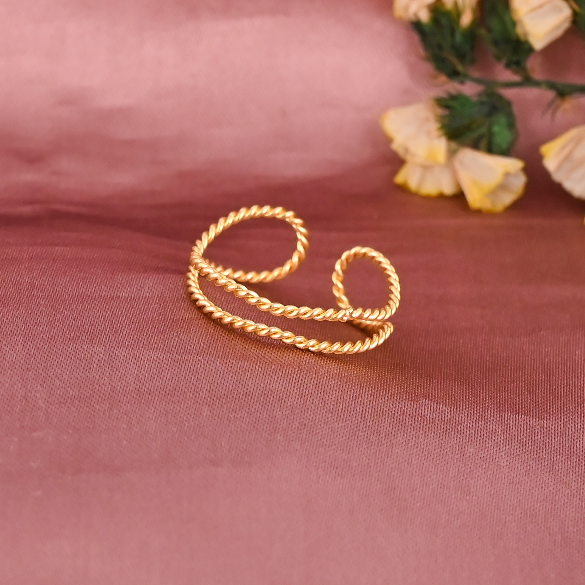 Trendy Twisted Rope Gold Plated Adjustable Ring Wholesale Lot 25 Pieces