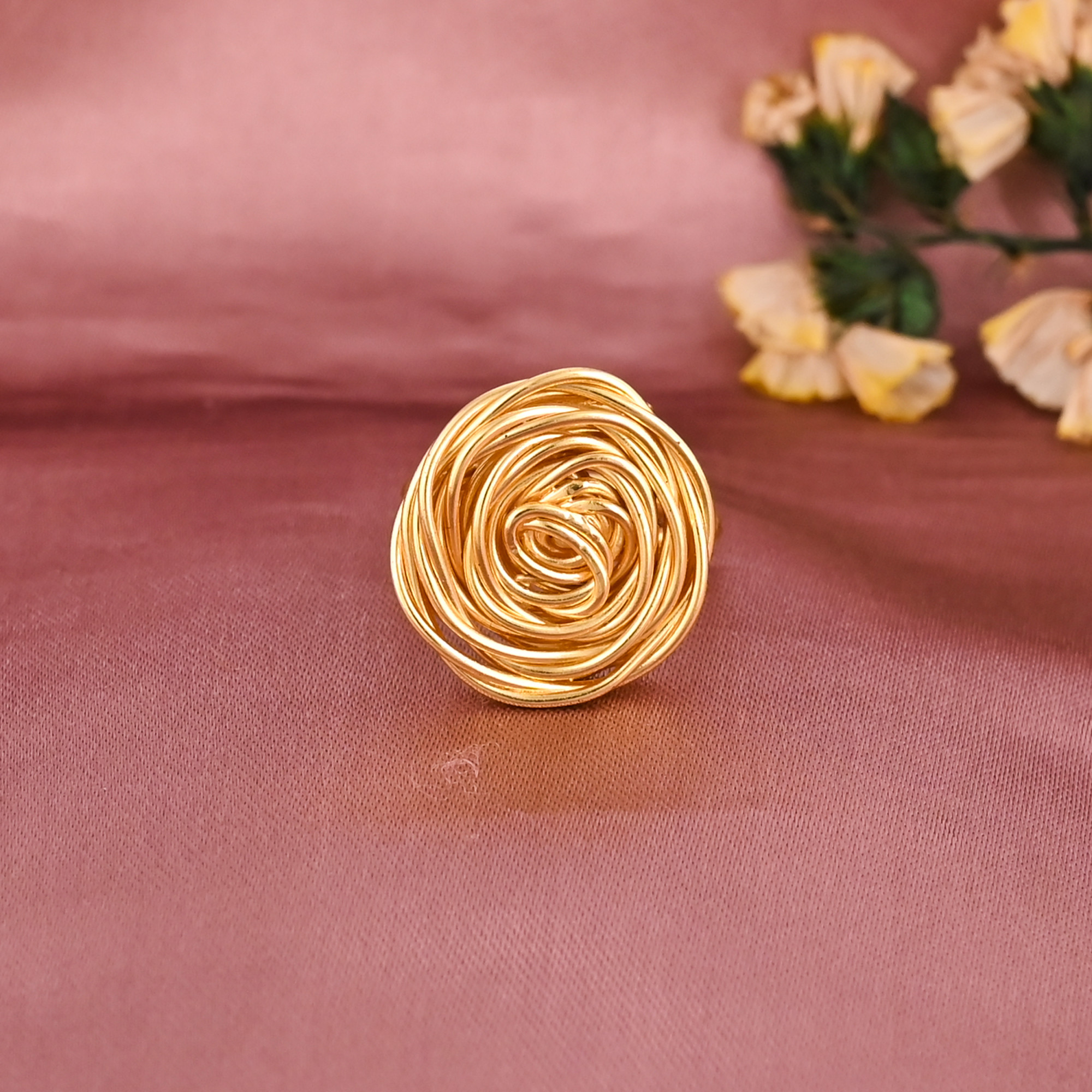 Handmade Mesh Wire Rose Gold Plated Adjustable Fashion Ring Wholesale Lot 25 Pieces