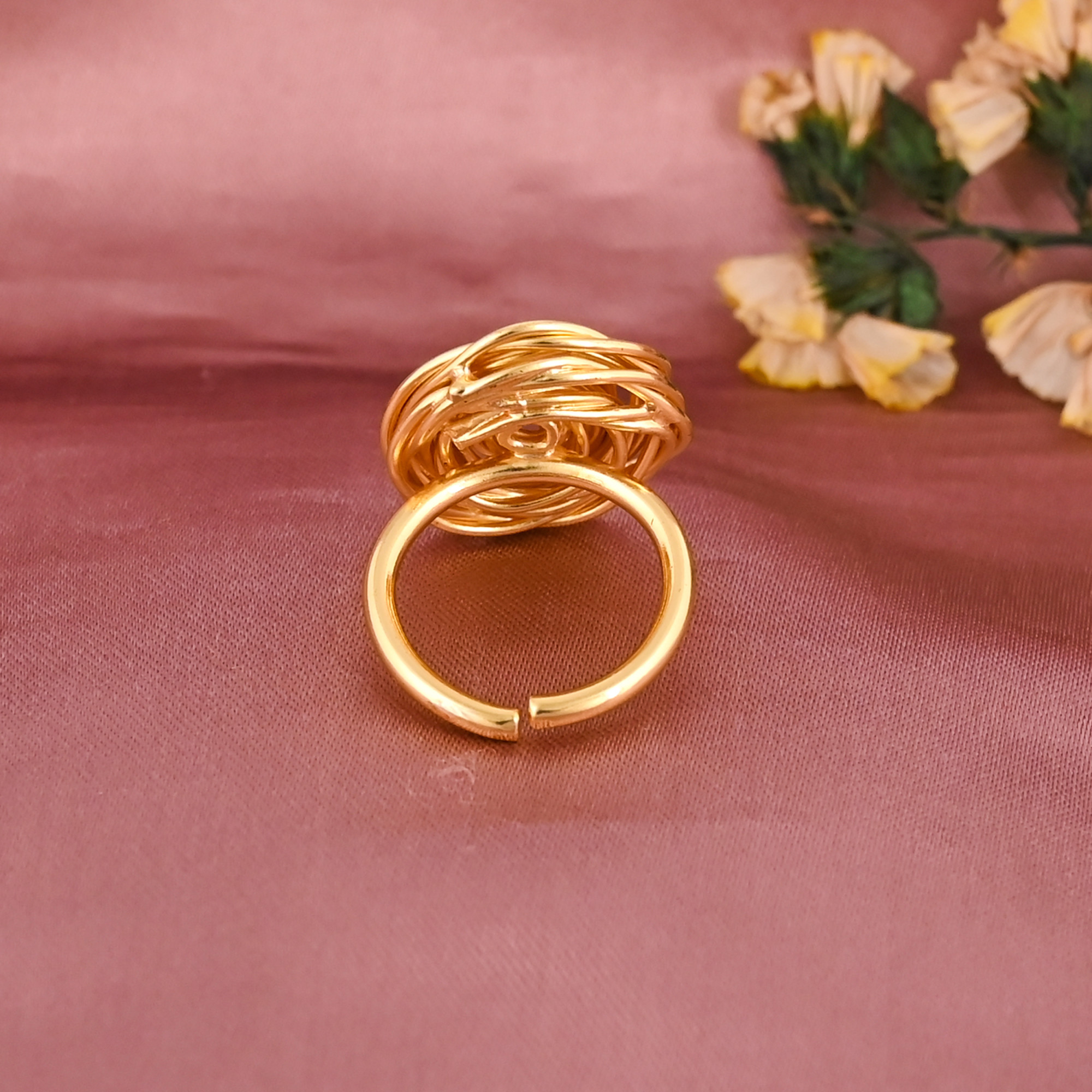 Handmade Mesh Wire Rose Gold Plated Adjustable Fashion Ring Wholesale Lot 25 Pieces