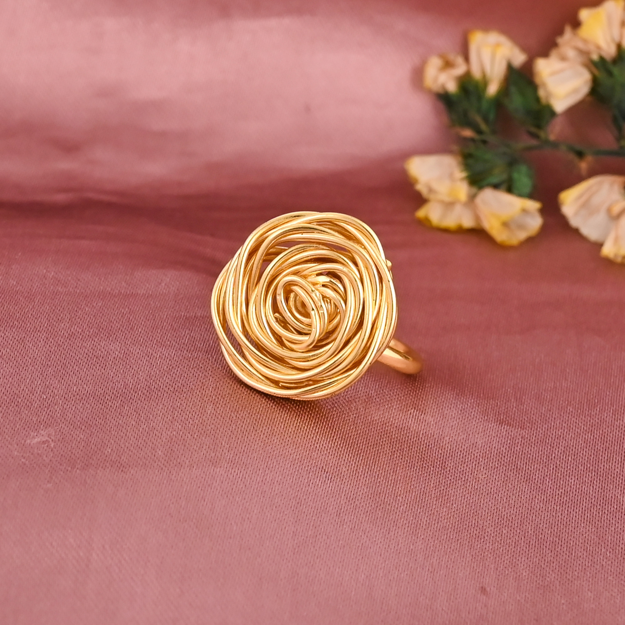 Handmade Mesh Wire Rose Gold Plated Adjustable Fashion Ring Wholesale Lot 25 Pieces