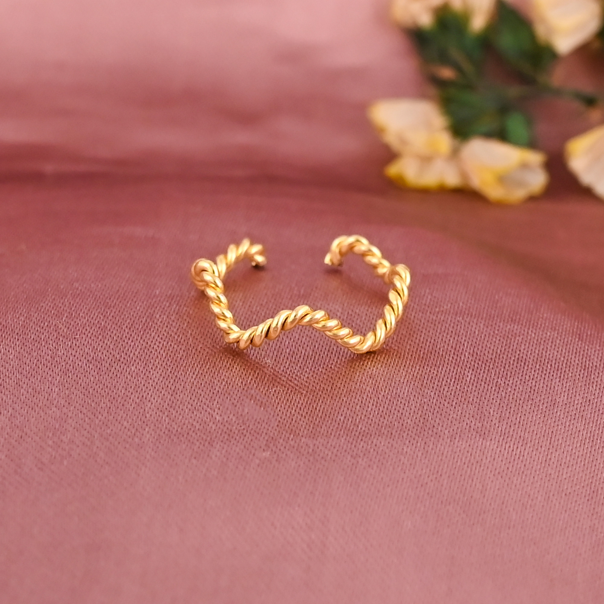 Twisted Gold Plated Brass Adjustable Ring for Women Wholesale Lot 25 Pieces