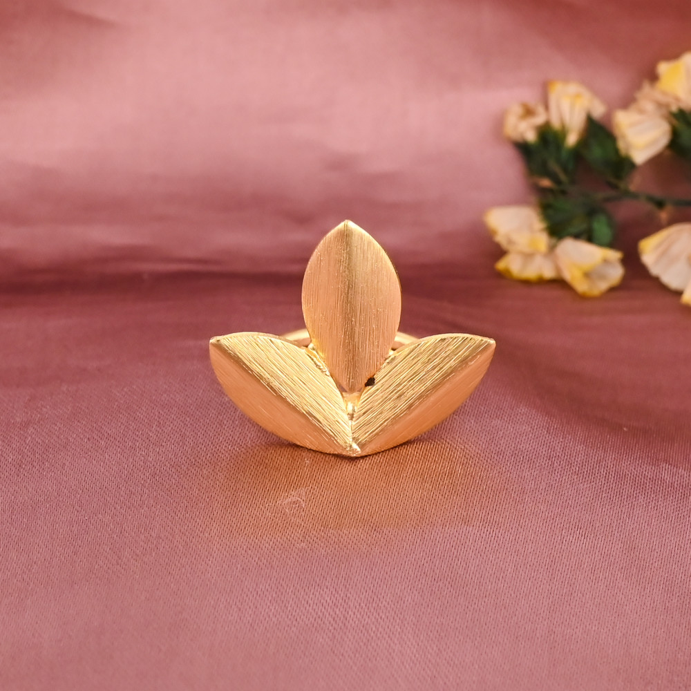 Image of Designer Leaf Shape Gold Plated Brass Adjustable Fashion Ring for Women Wholesale Lot 25 Pieces
