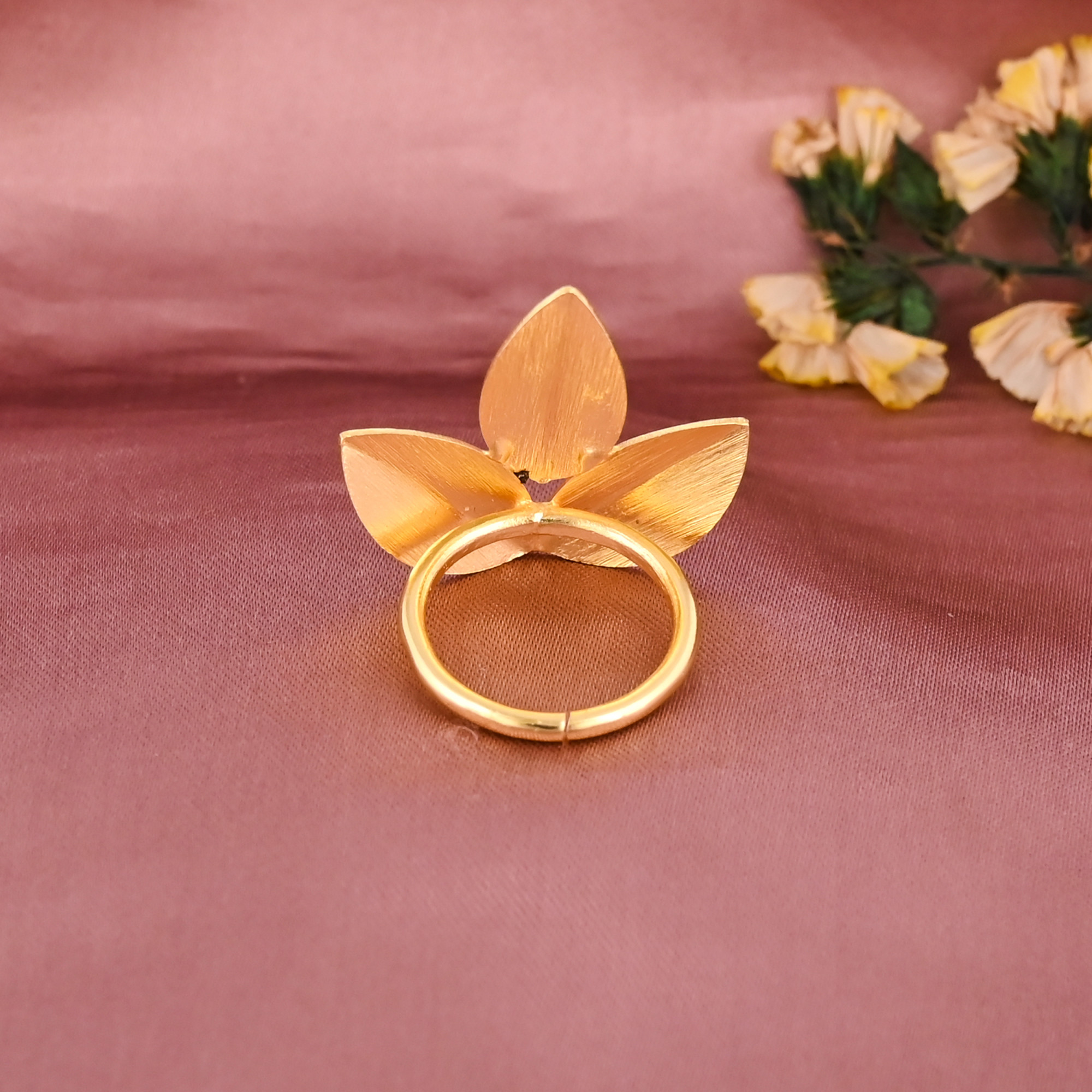 Designer Leaf Shape Gold Plated Brass Adjustable Fashion Ring for Women Wholesale Lot 25 Pieces