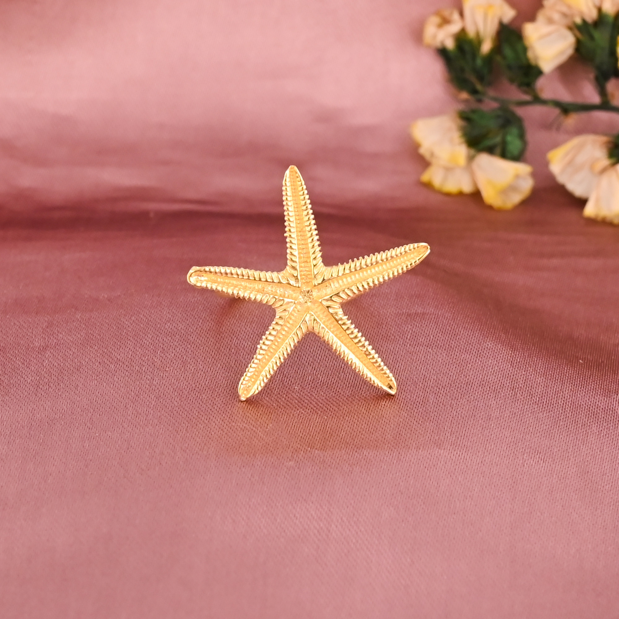 Starfish Gold Plated Brass Adjustable Ring for Women Fashion Jewelry Wholesale Lot 25 Pieces