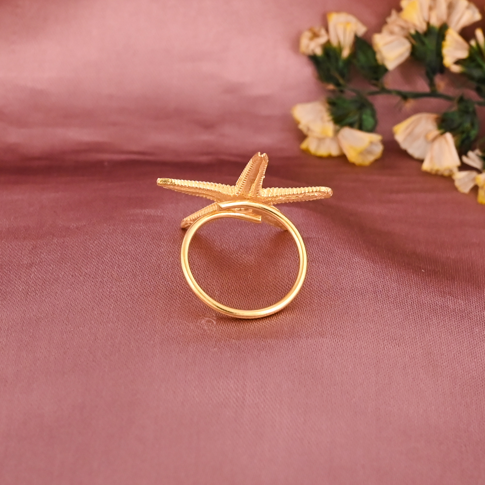 Starfish Gold Plated Brass Adjustable Ring for Women Fashion Jewelry Wholesale Lot 25 Pieces